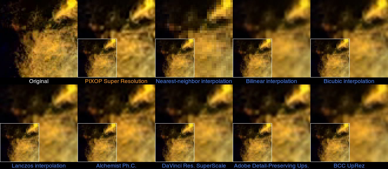 Composite image of upscaled stills from the color explosion stock video. 