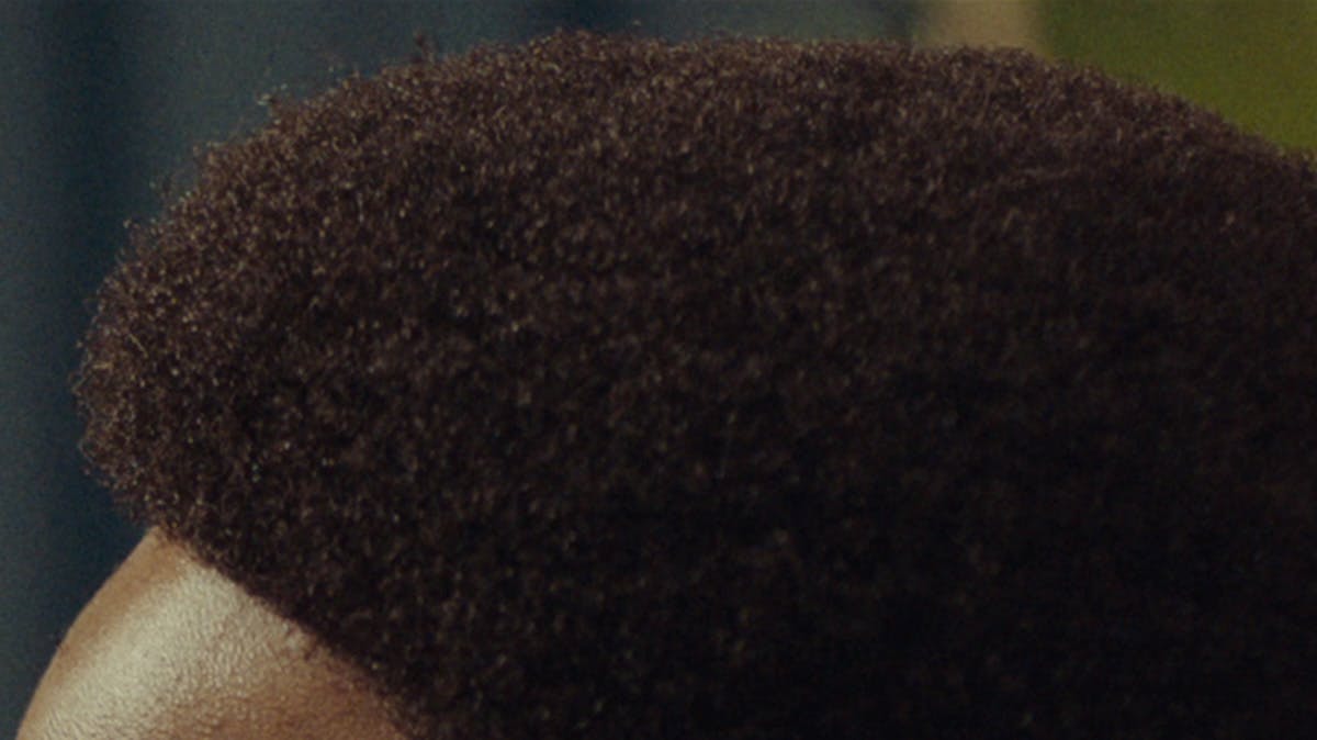 Closeup of man's afro 
