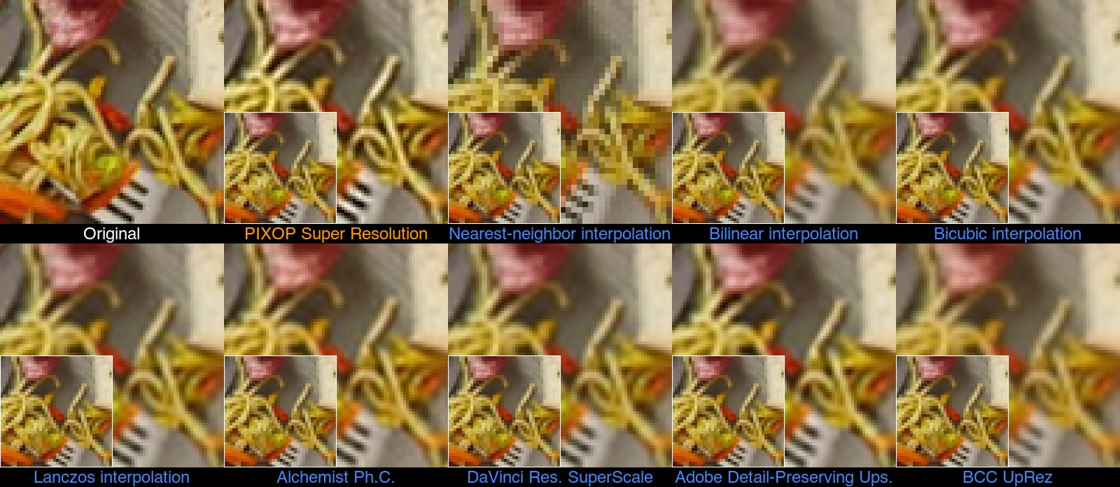 Composite image of upscaled video stills 