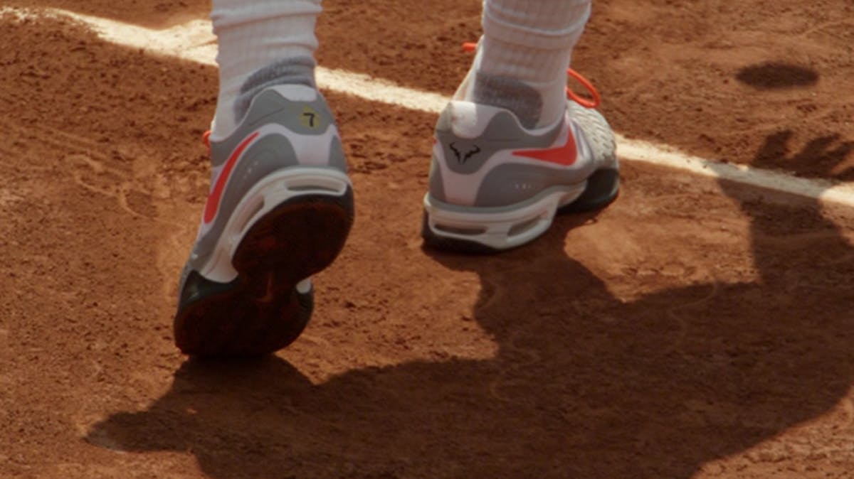 Closeup of man wearing tennis shoes