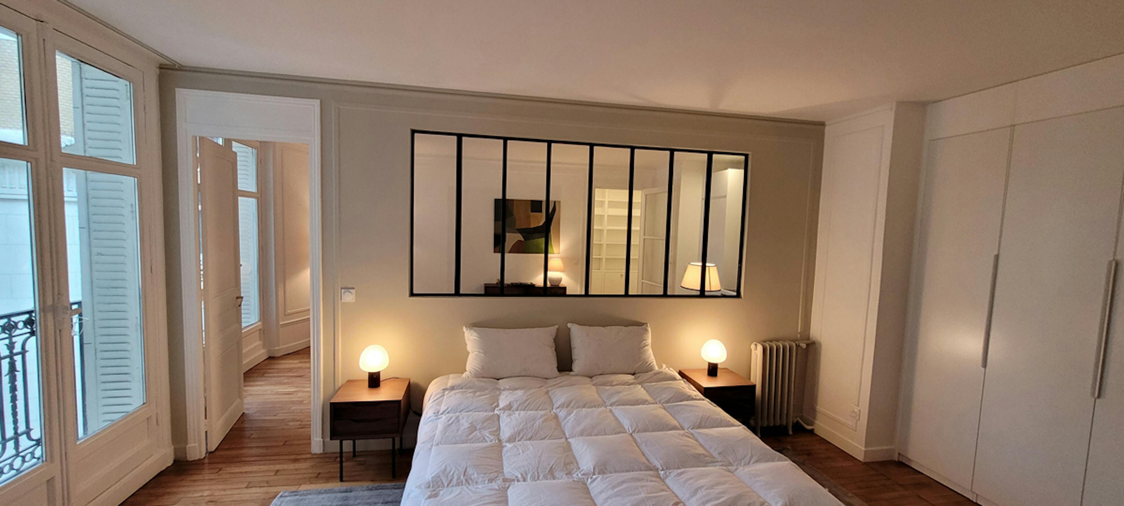 chambre avec verrière appartement 49m2 Paris 16