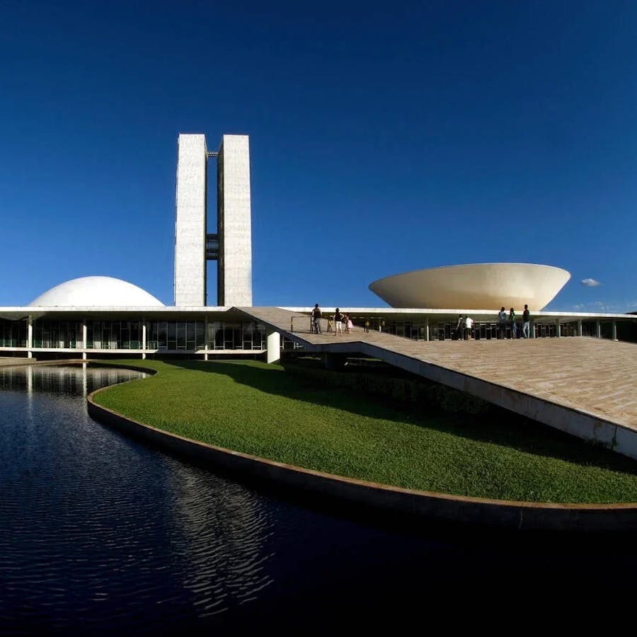 Vista do Congresso Nacional em Brasília, Distrito Federal, Brasil