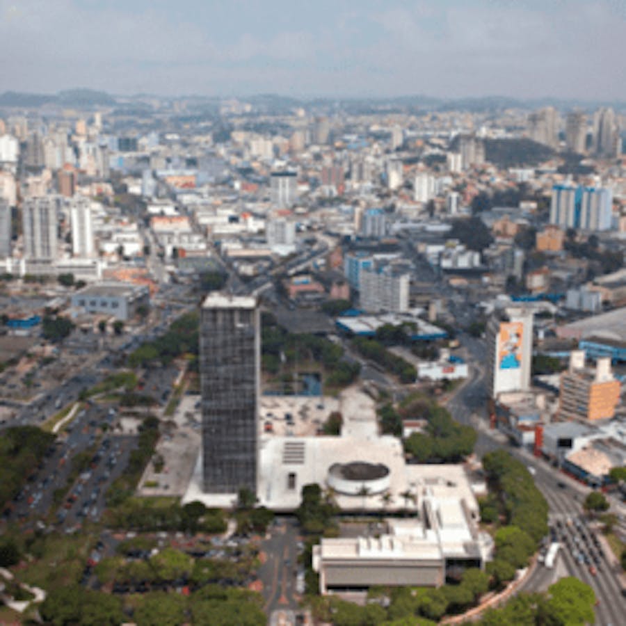 Vista parcial do Centro, Praça Samuel Sabatini e o Paço Municipal, São Bernardo do Campo - SP, Brasil