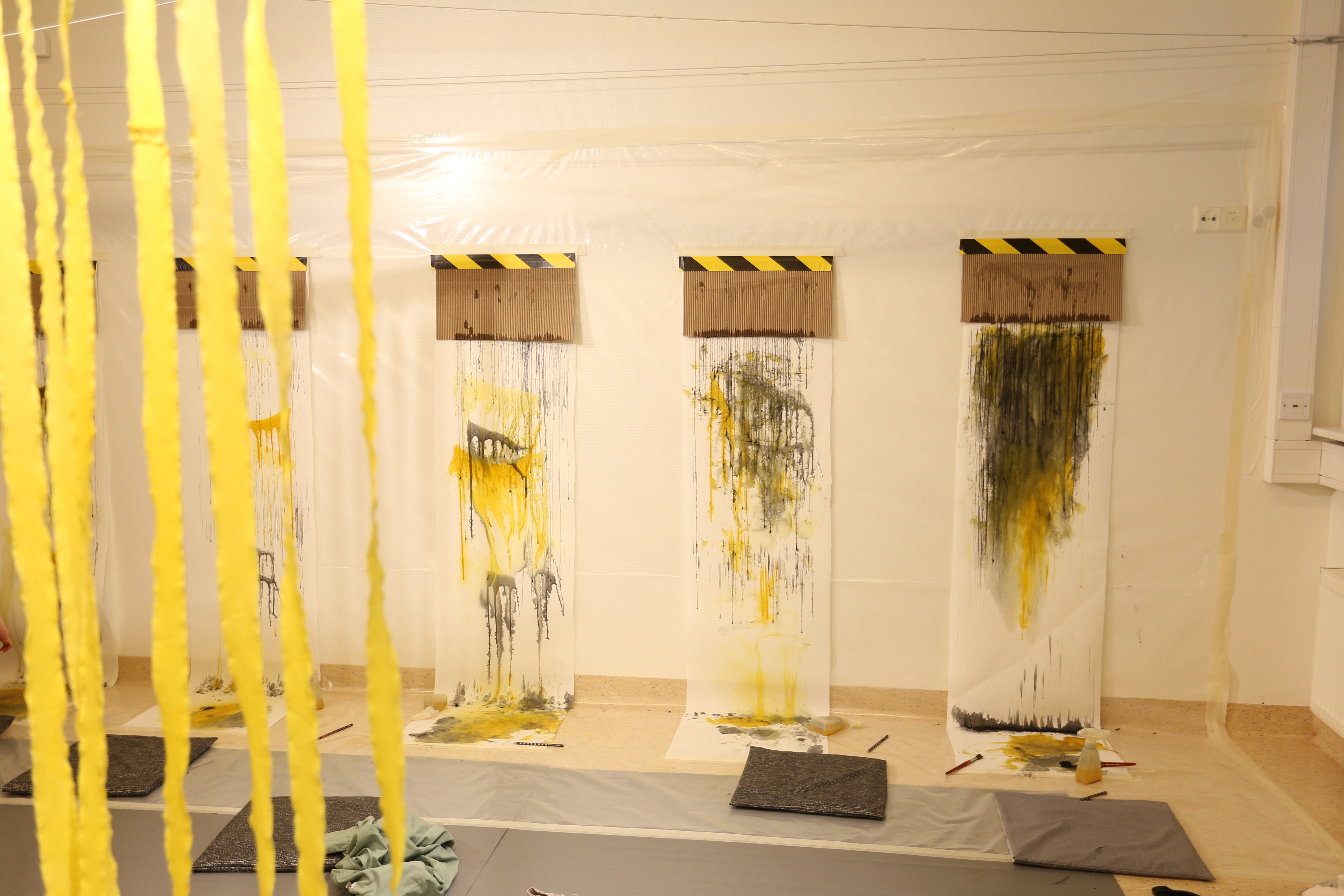 A display of artwork created in the workshop  
