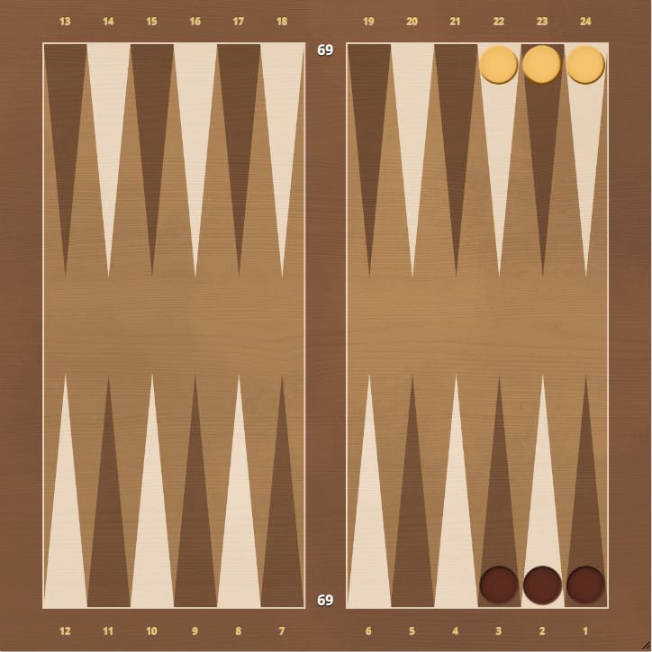 Hyper backgammon starting position