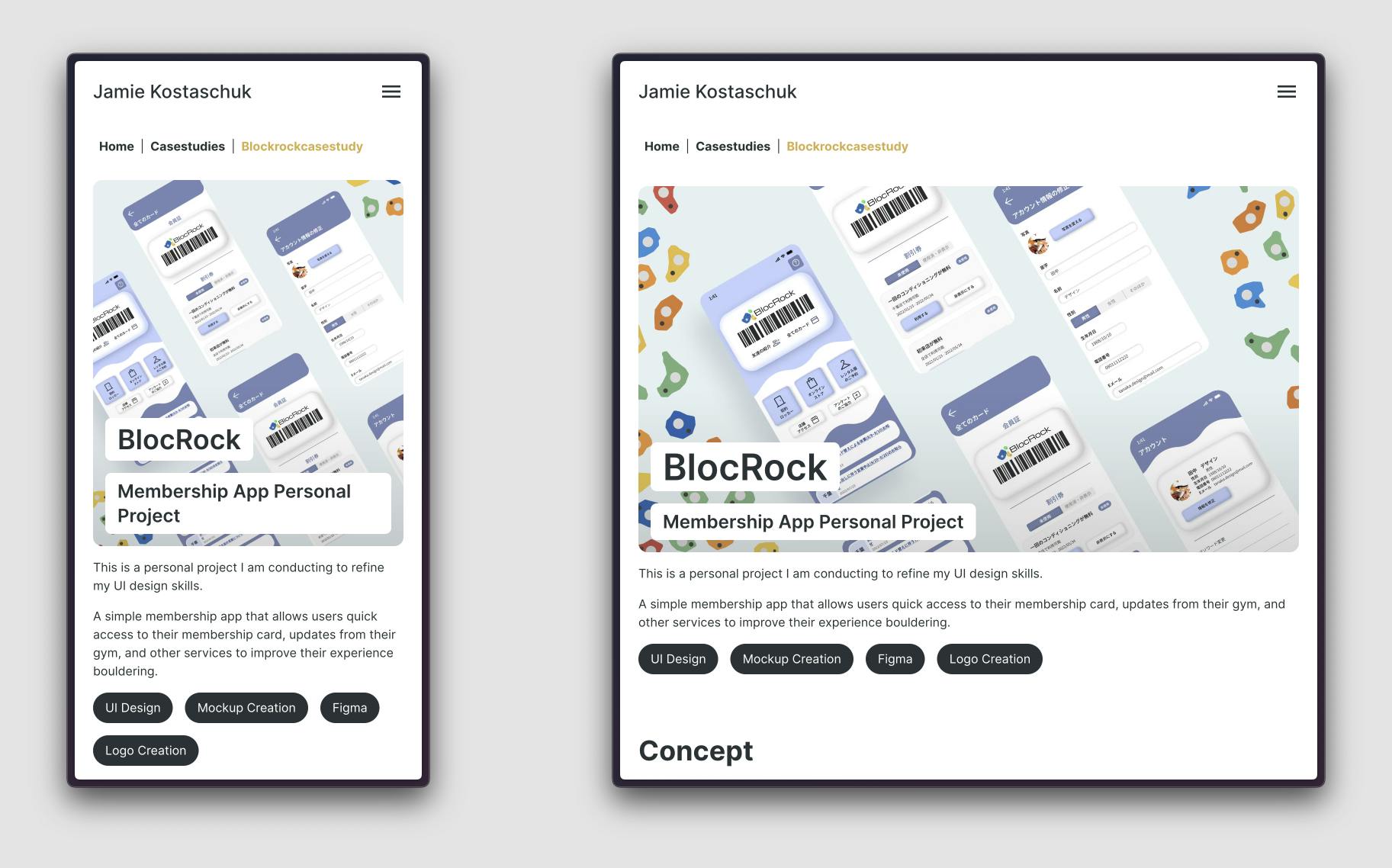 Example of where header sizes change depending on the screen size