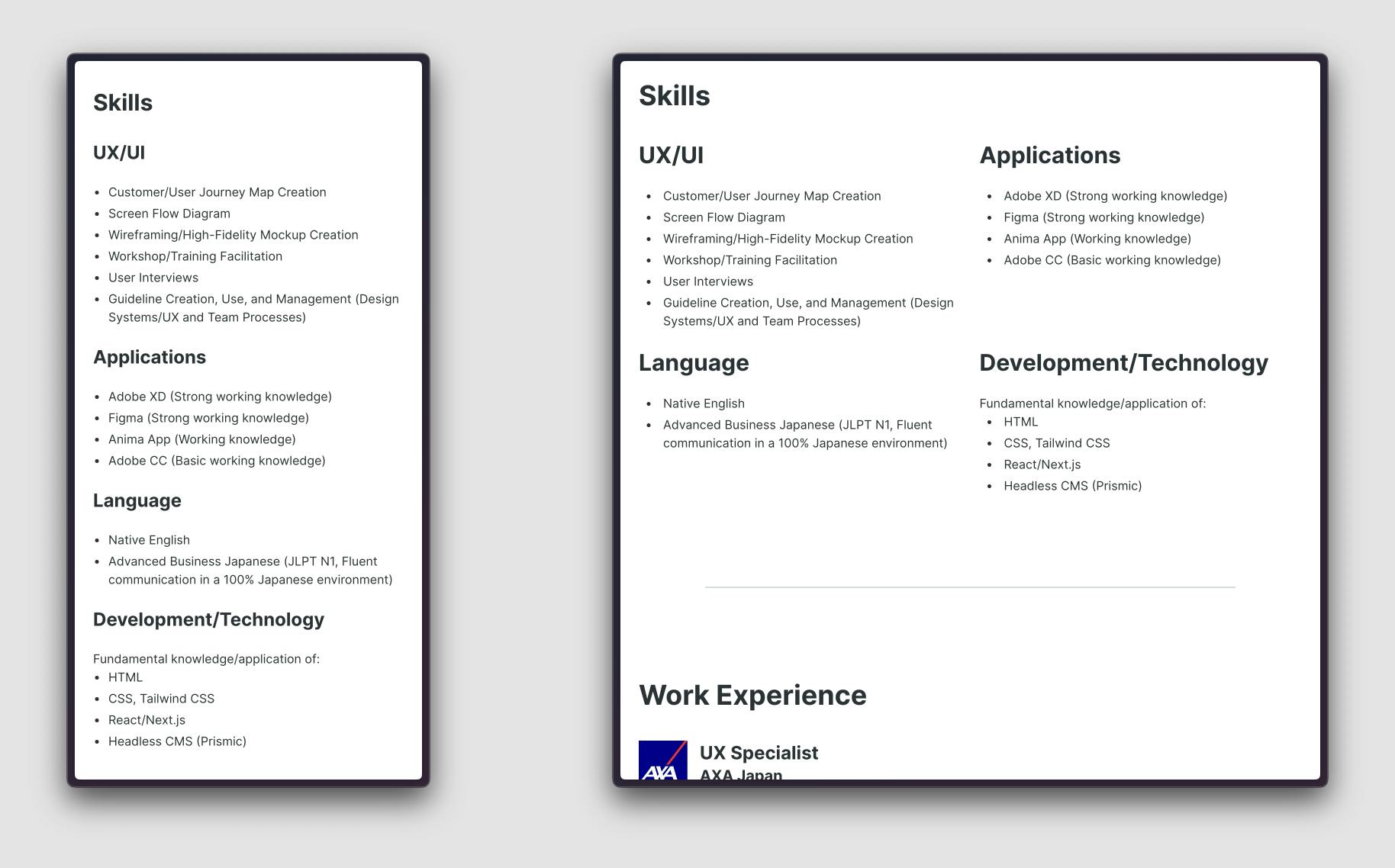 Example of where header sizes change depending on the screen size