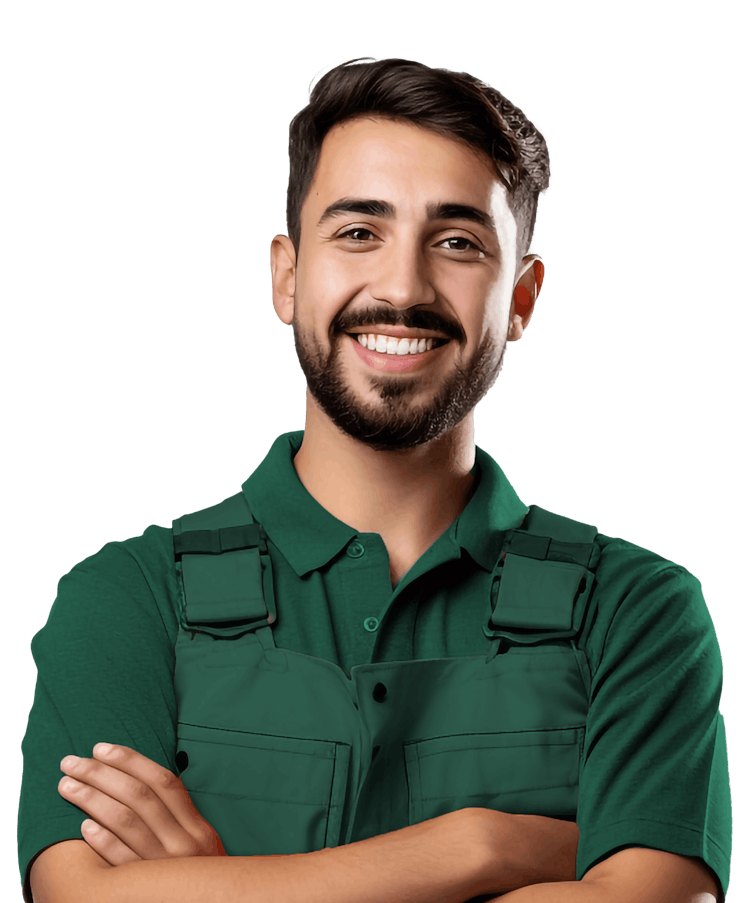 A plumber with crossing arms