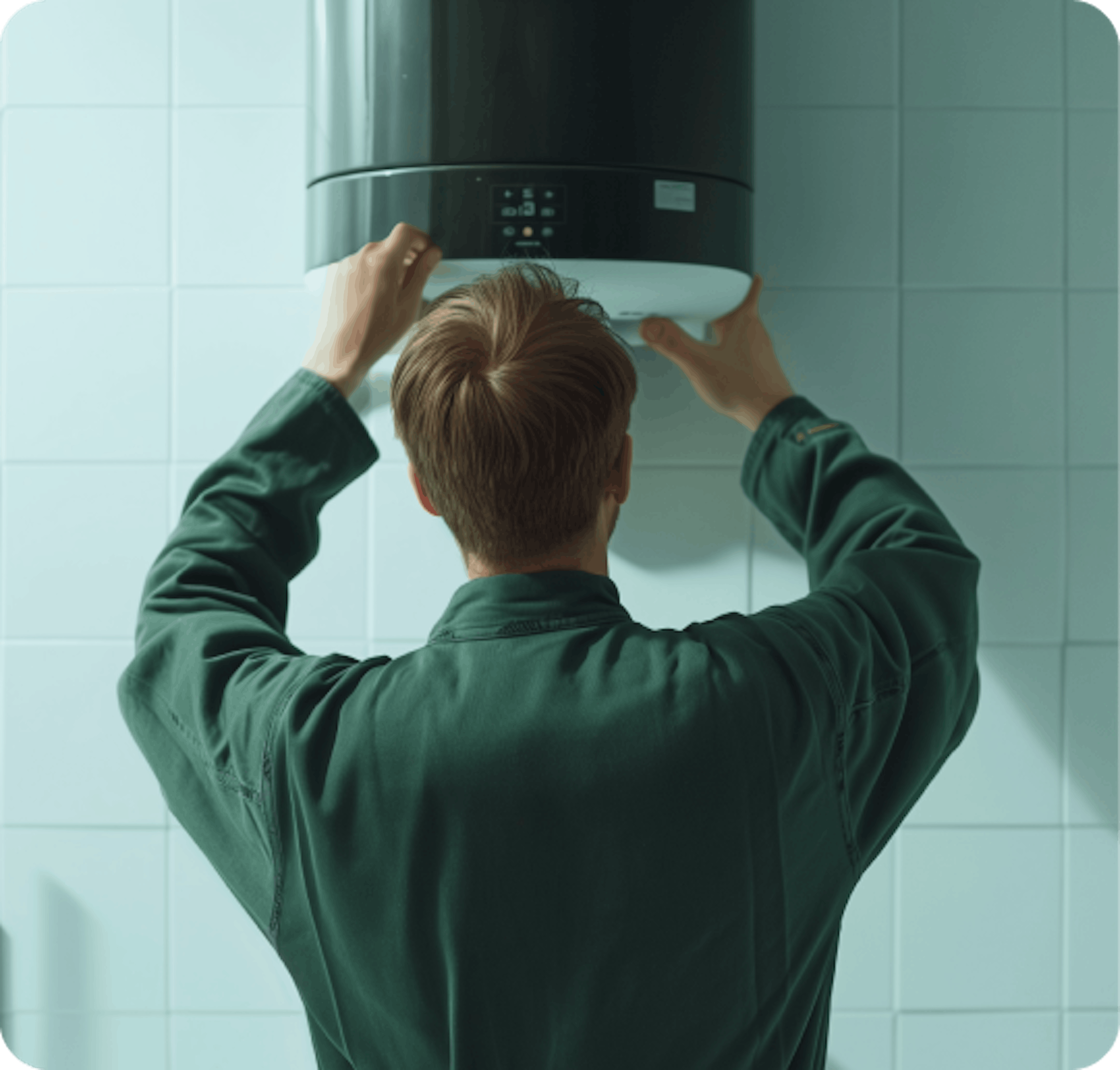 A plumber changes the boiler's temperature