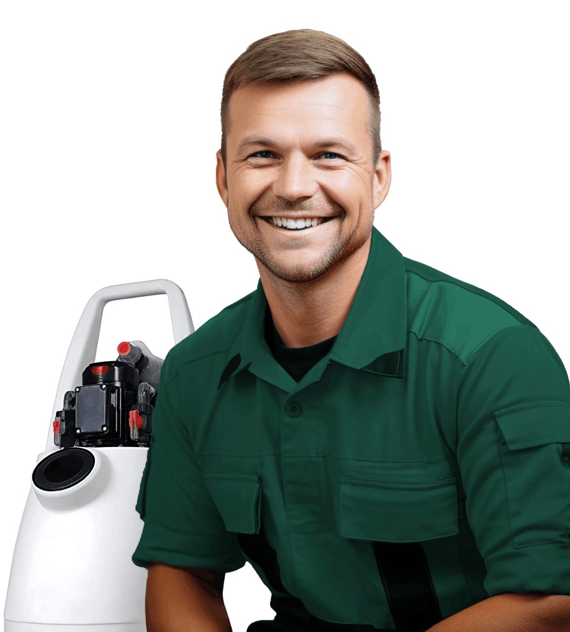 A plumber with a powerflush