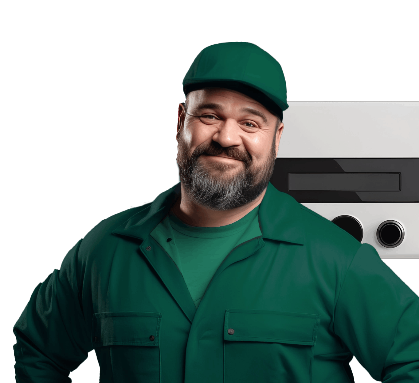 A bit chubby plumber and a heating system