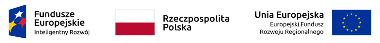 Logo Funduszy Europejskich, Europejskiego Funduszu Rozwoju Regionalnego Uni Europejskiej oraz Flaga Rzeczpospolitej Polski
