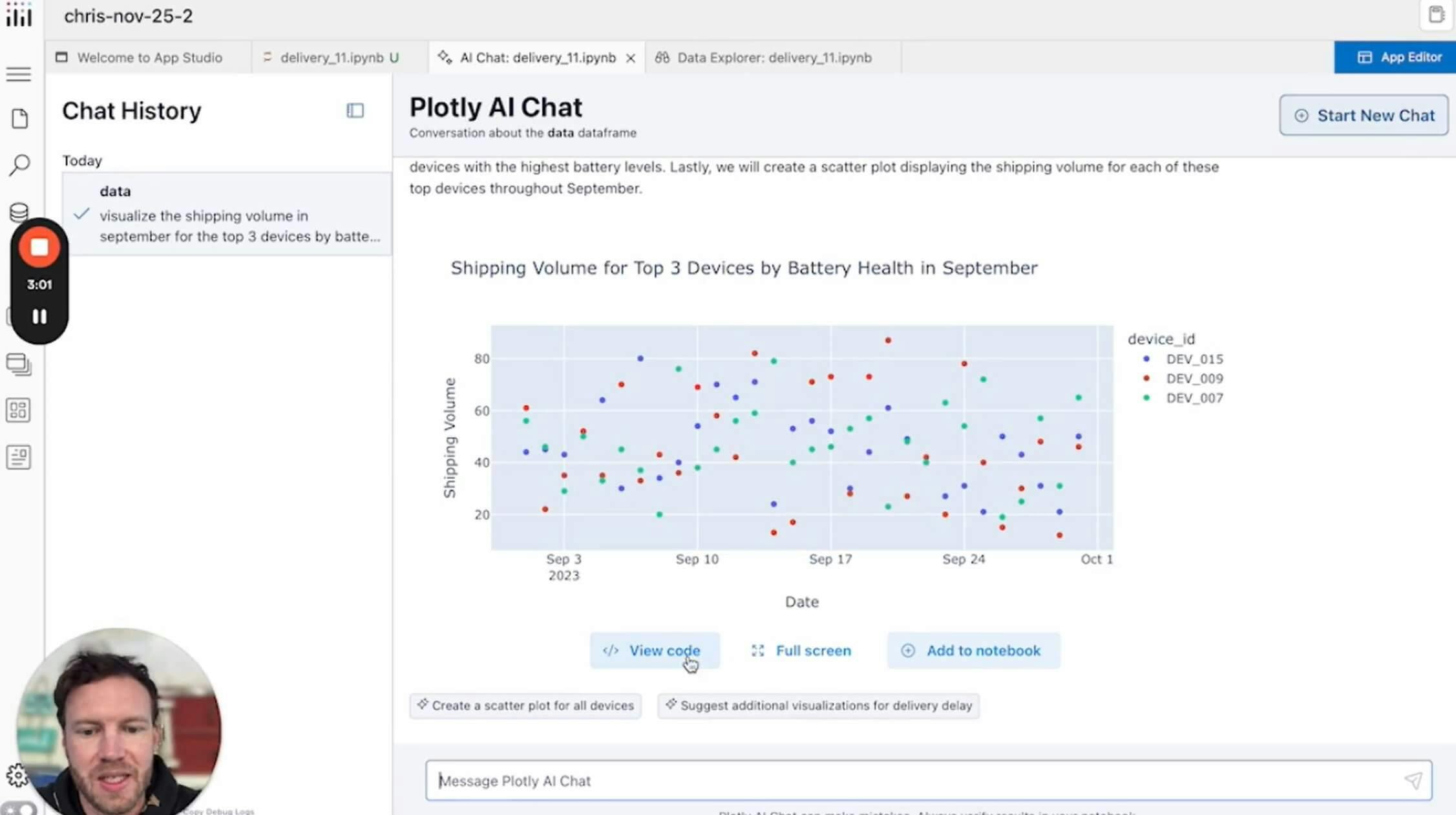 Plotly App Studio with AI chat