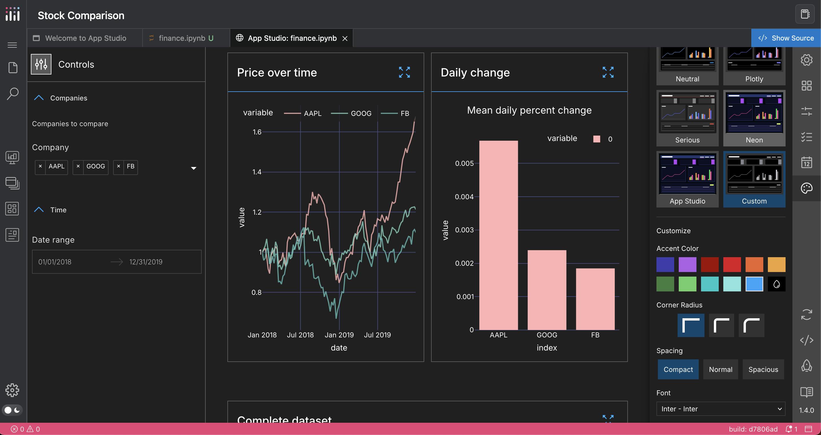 App Studio Sidebar