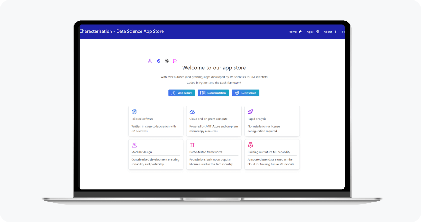 Johnson Matthey data science app platform