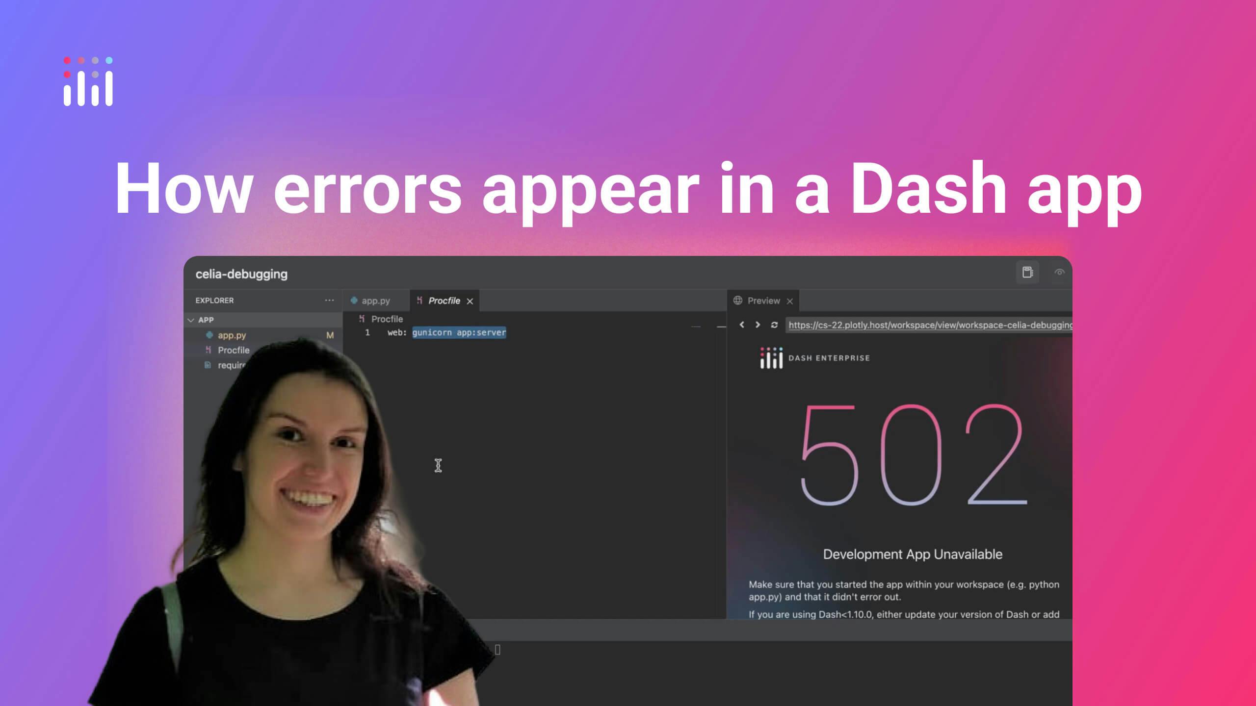 How errors appear in a Dash app