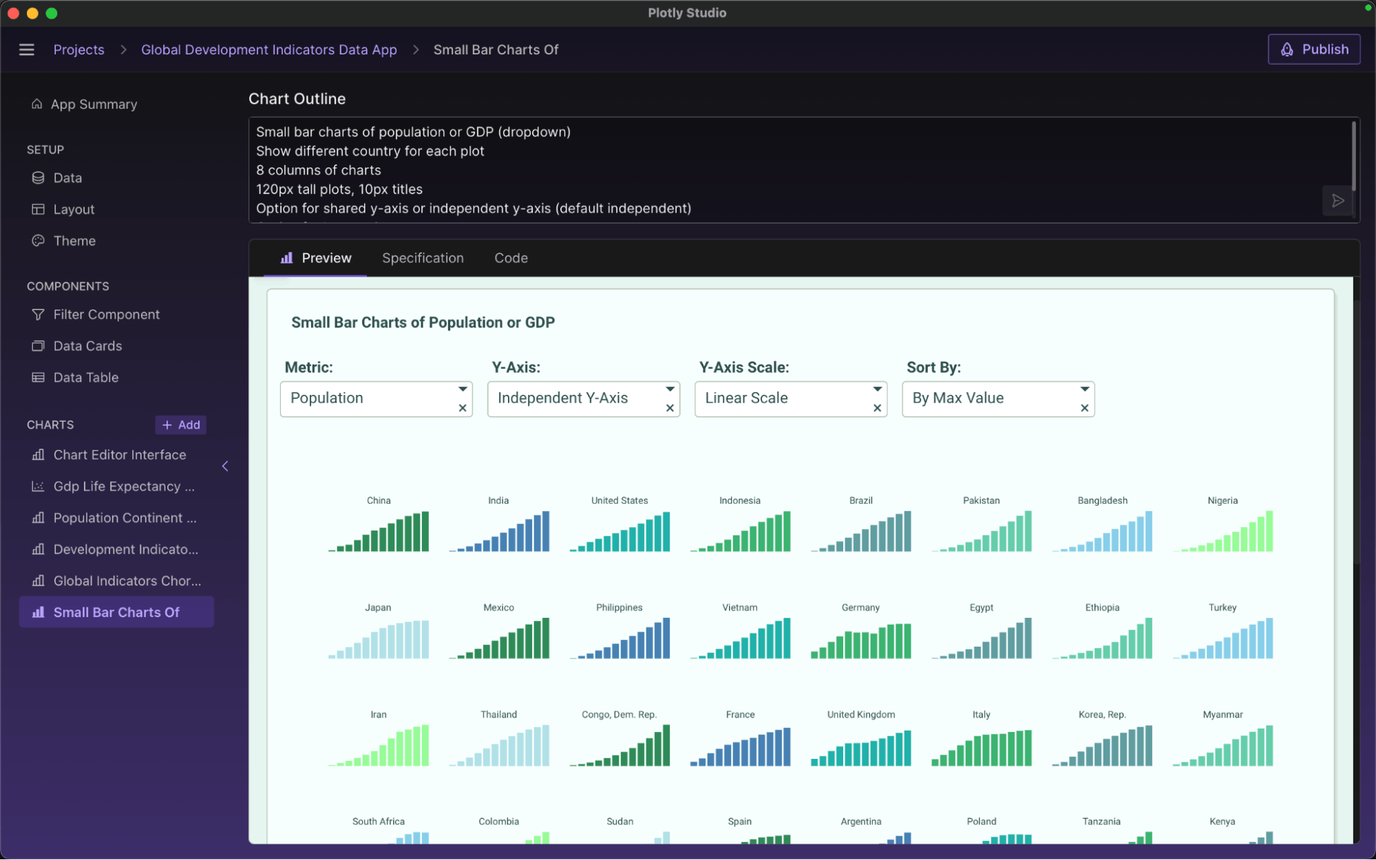 bar chart in plotly studio