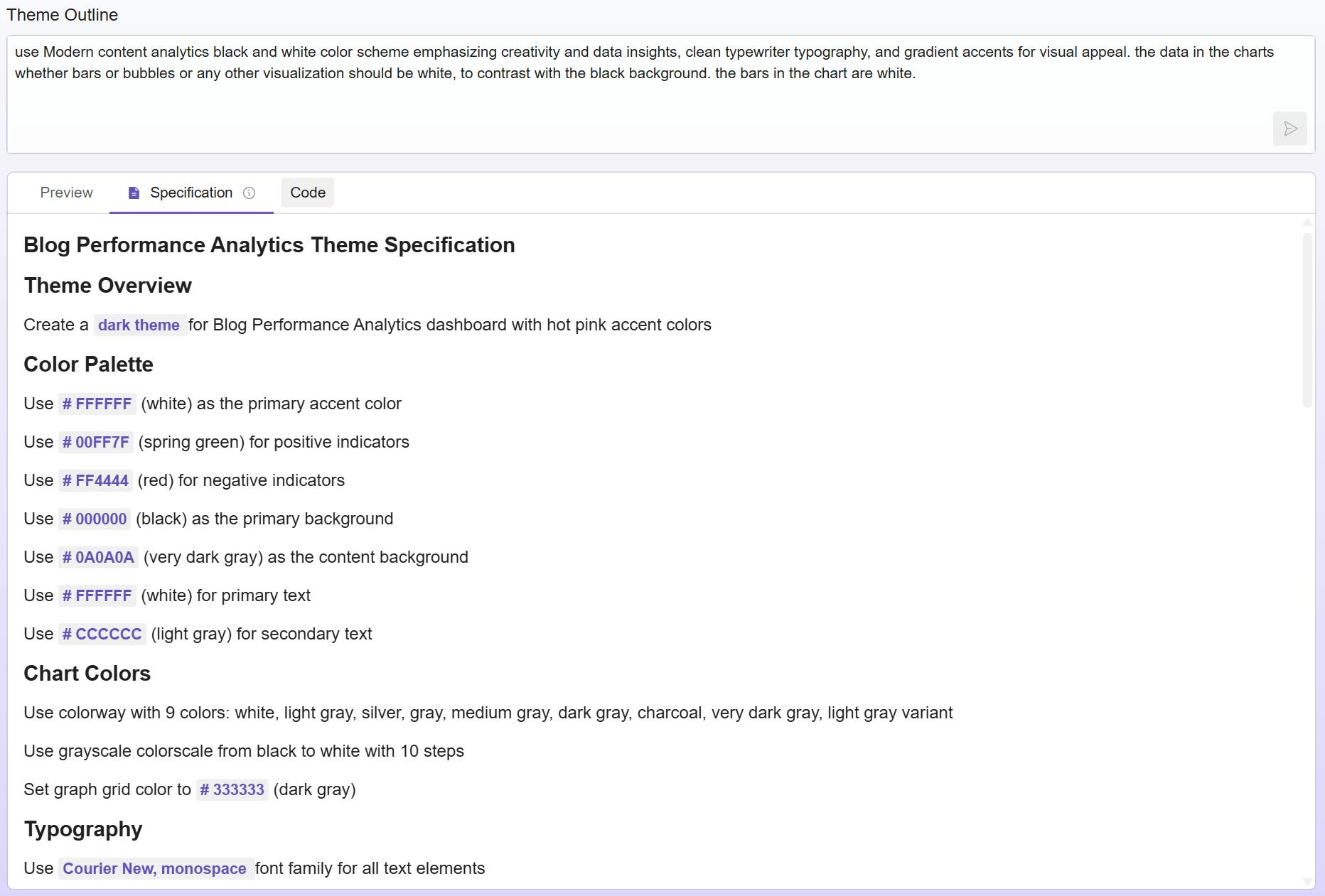 specifications document