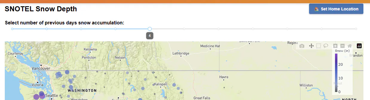 snow dashboard dcc slider