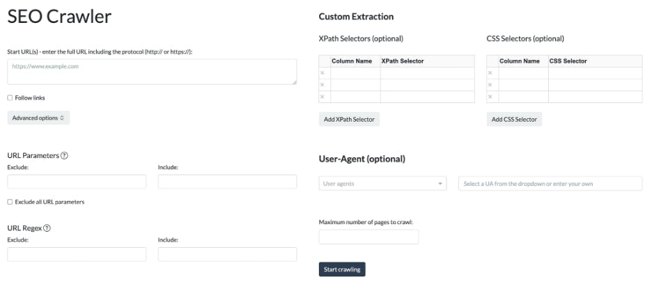 No-code SEO crawler with Dash