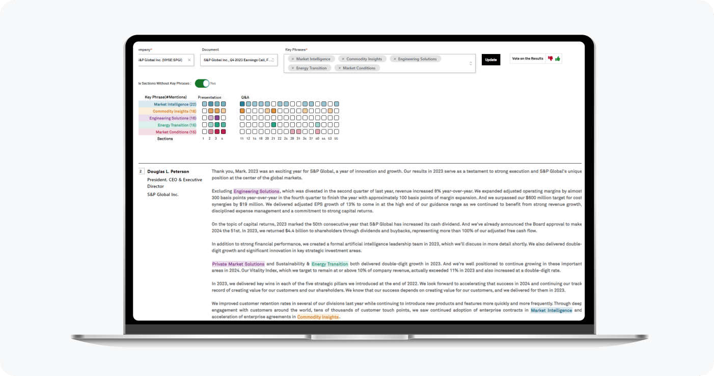 S&P Global User Story application