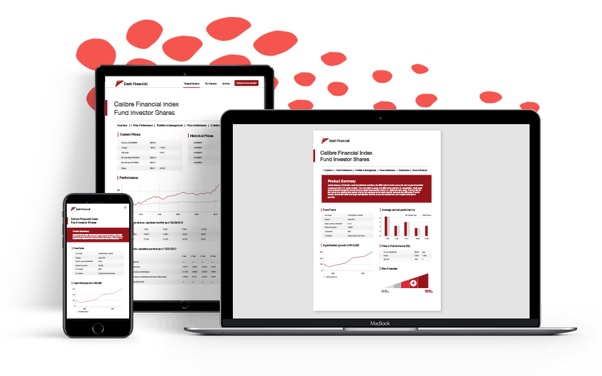 dash enterprise interactive financial report on tablet laptop and smartphone