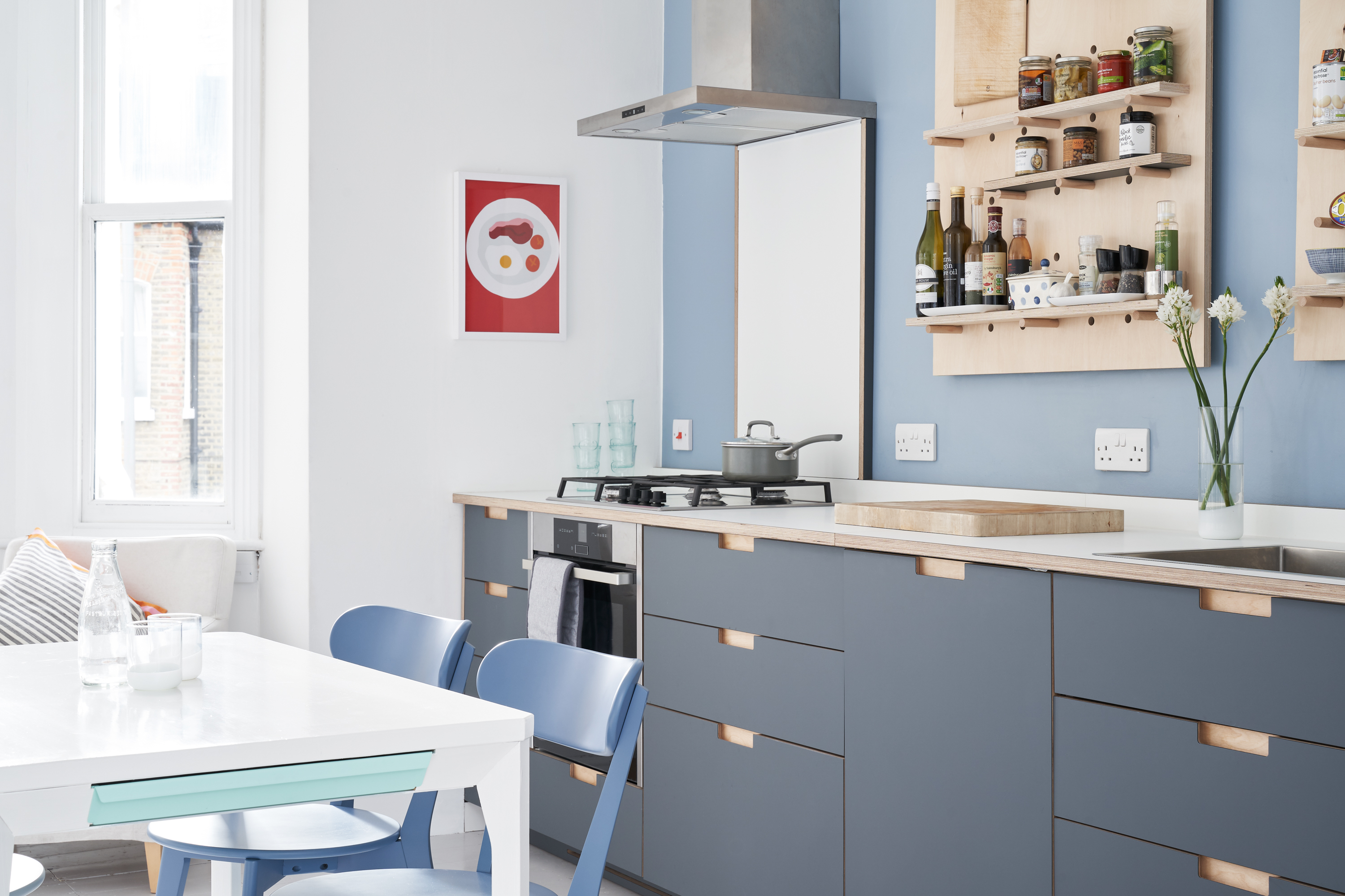 Fenix Grigio Bromo fronts with semi-recessed birch handles in our Oakhill Road kitchen