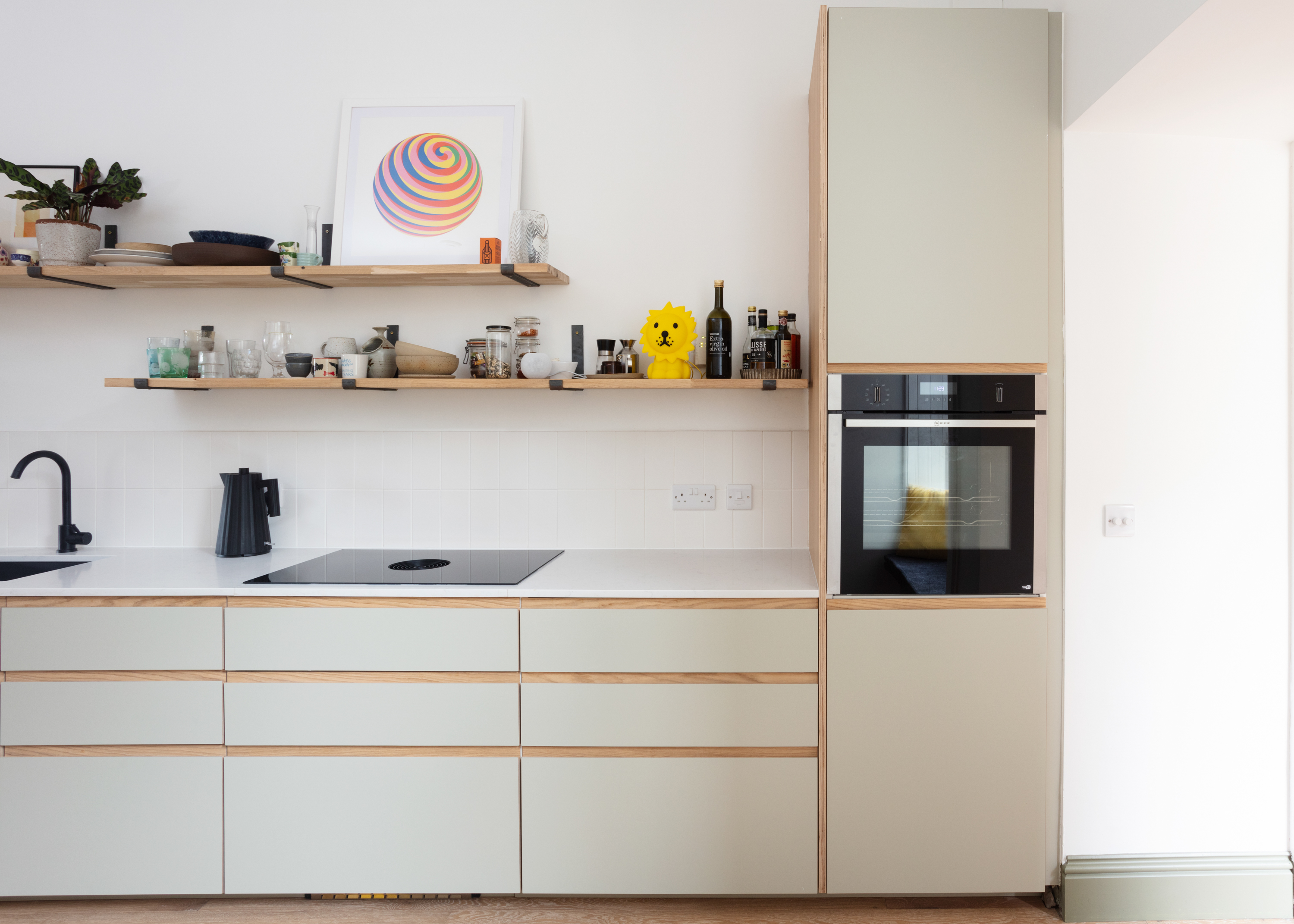 Plykea Formica Seed kitchen fronts with a J-Profile handle