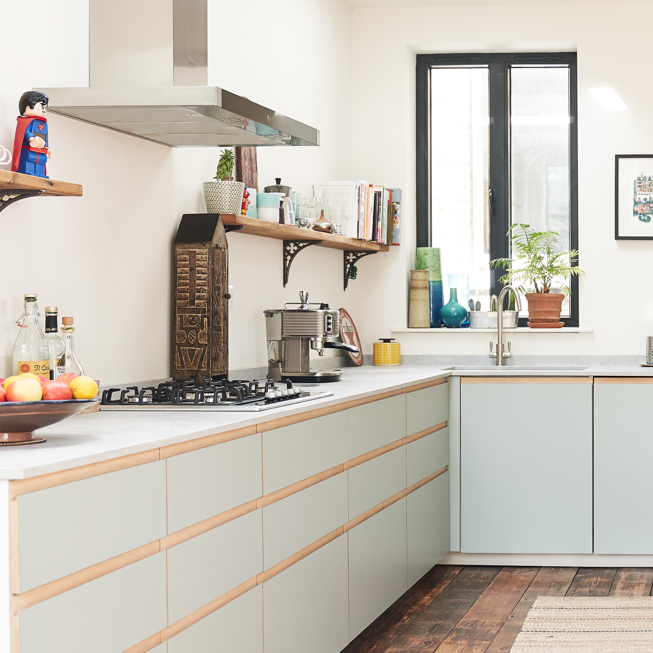 Formica Fossil fronts and Birch Ply J-Profile handles in our Kempe Road kitchen