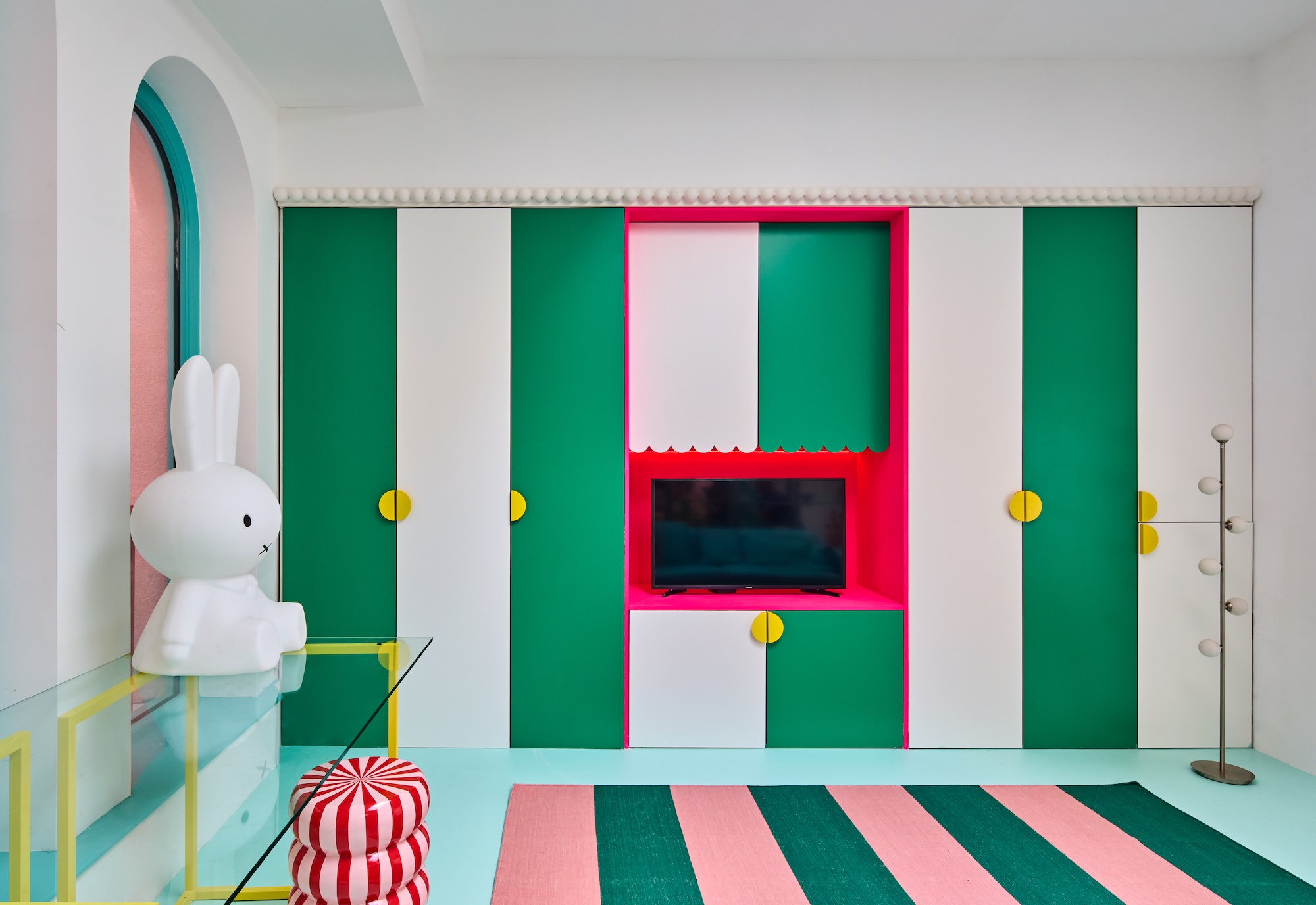 Plykea Formica Soft White + Spectrum Green plywood doors for IKEA Pax wardrobes