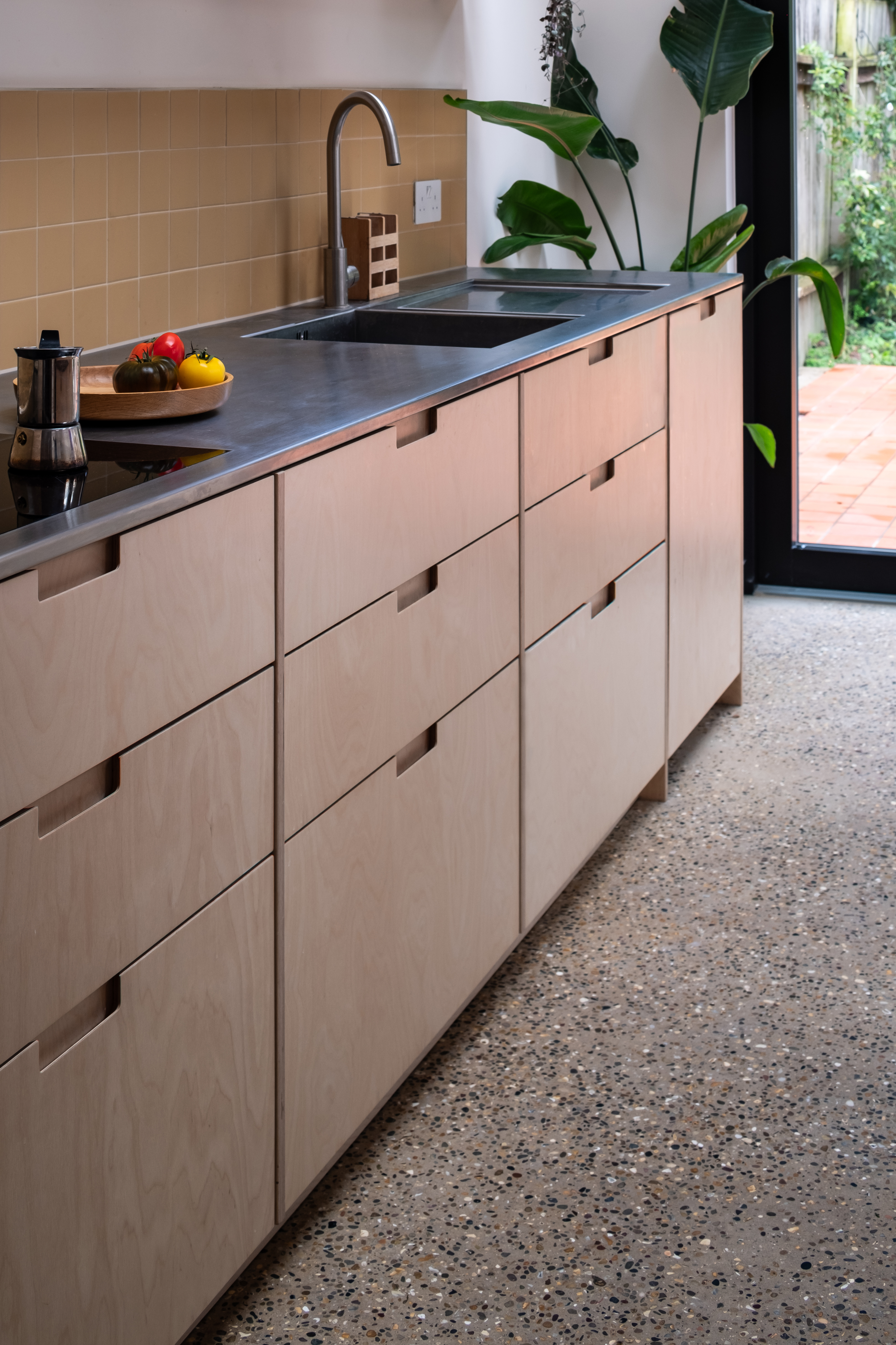 Plykea birch plywood kitchen with semi-recessed grab handles