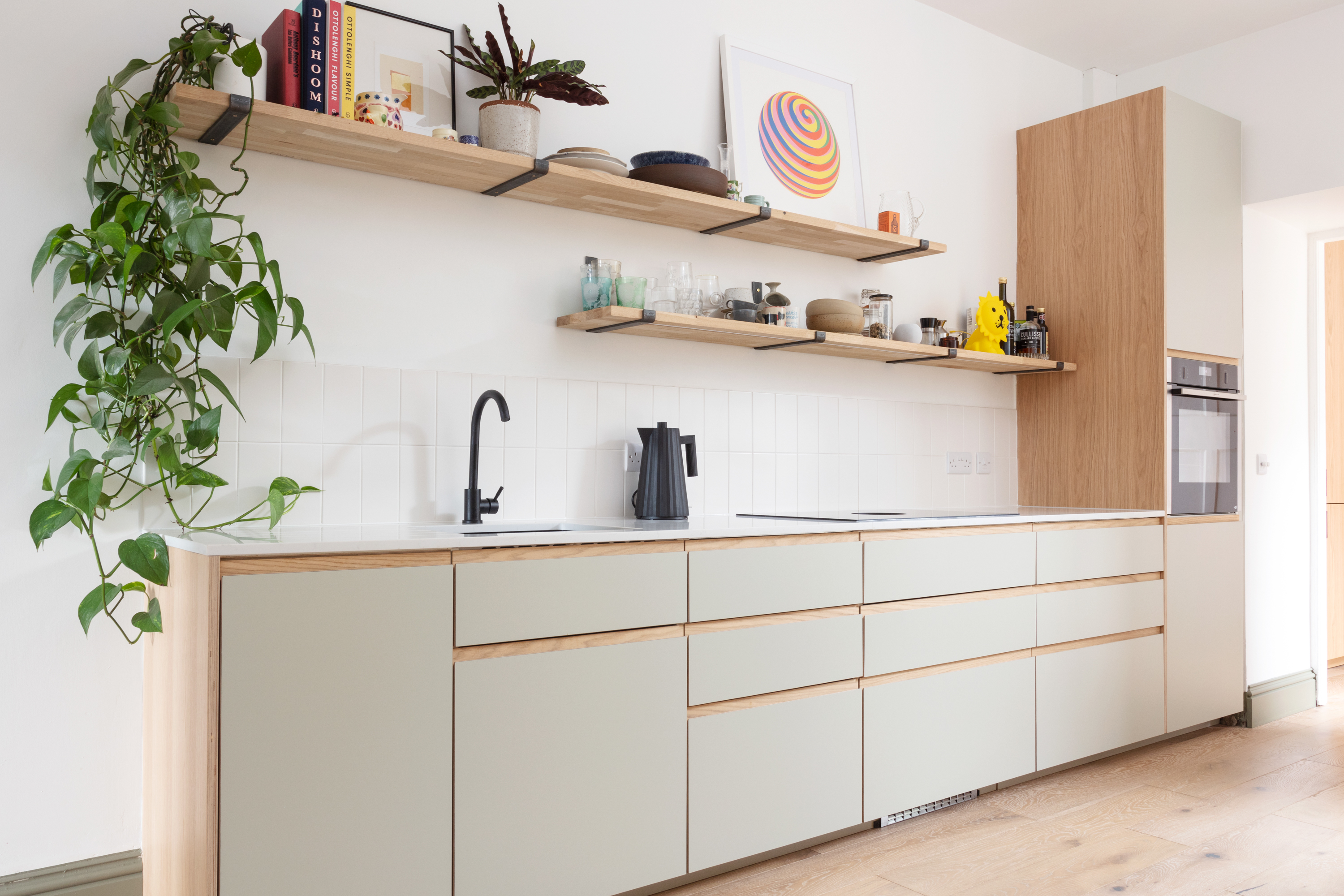 Plykea Formica Seed kitchen fronts with a J-Profile handle