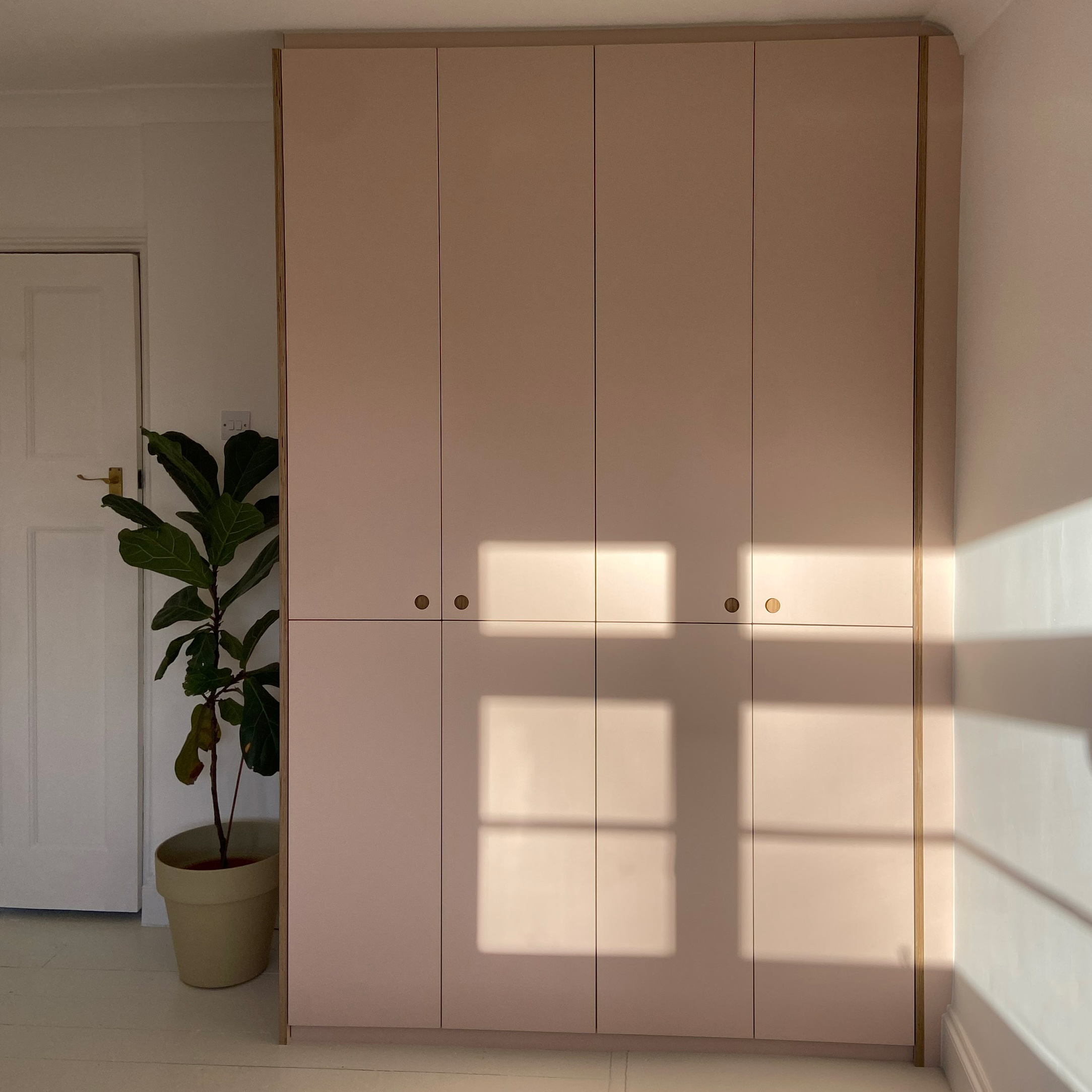 Plykea Arpa Rose Bourbon fronts with IKEA Pax wardrobes
