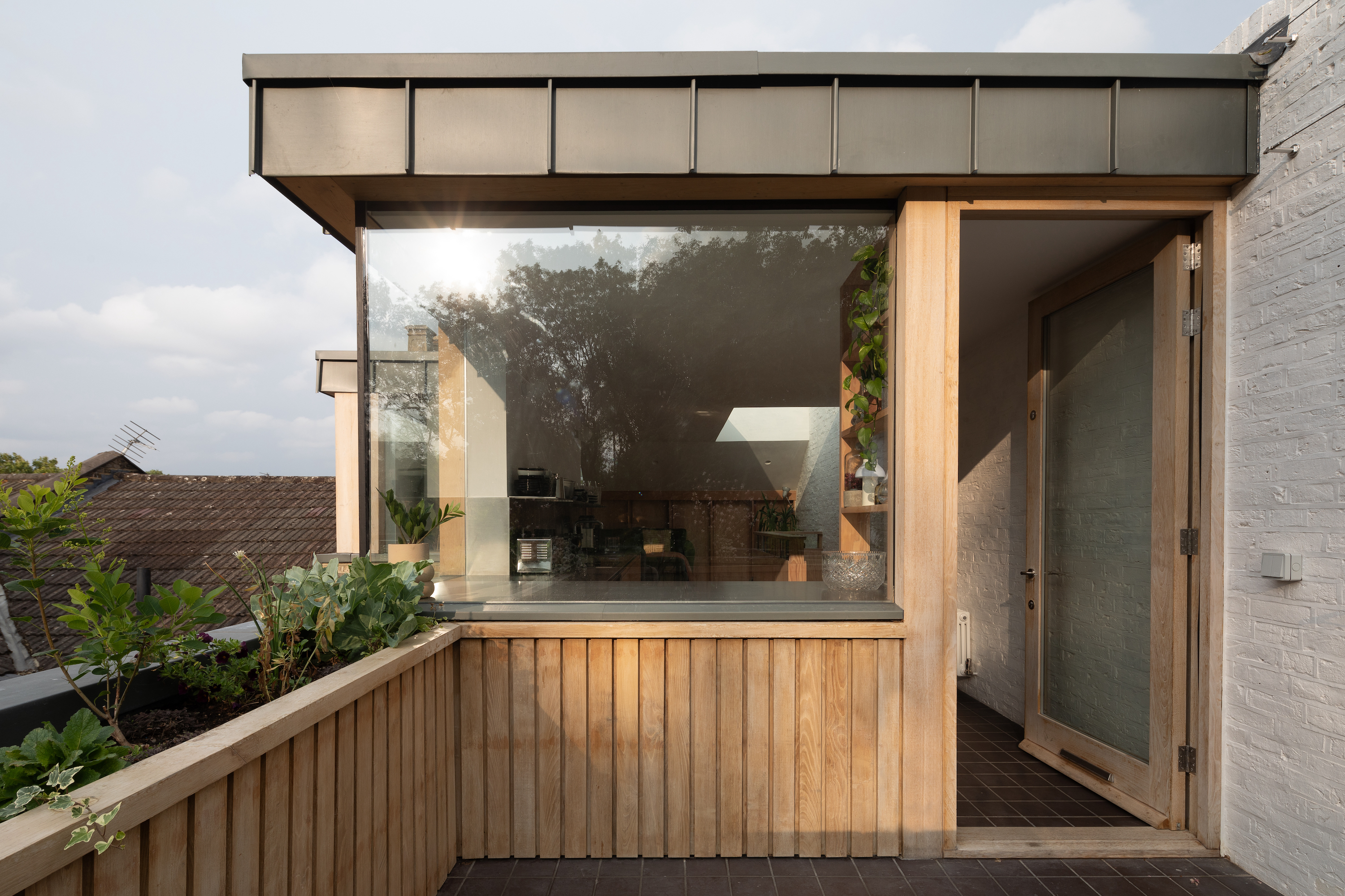 External view of rooftop kitchen extension