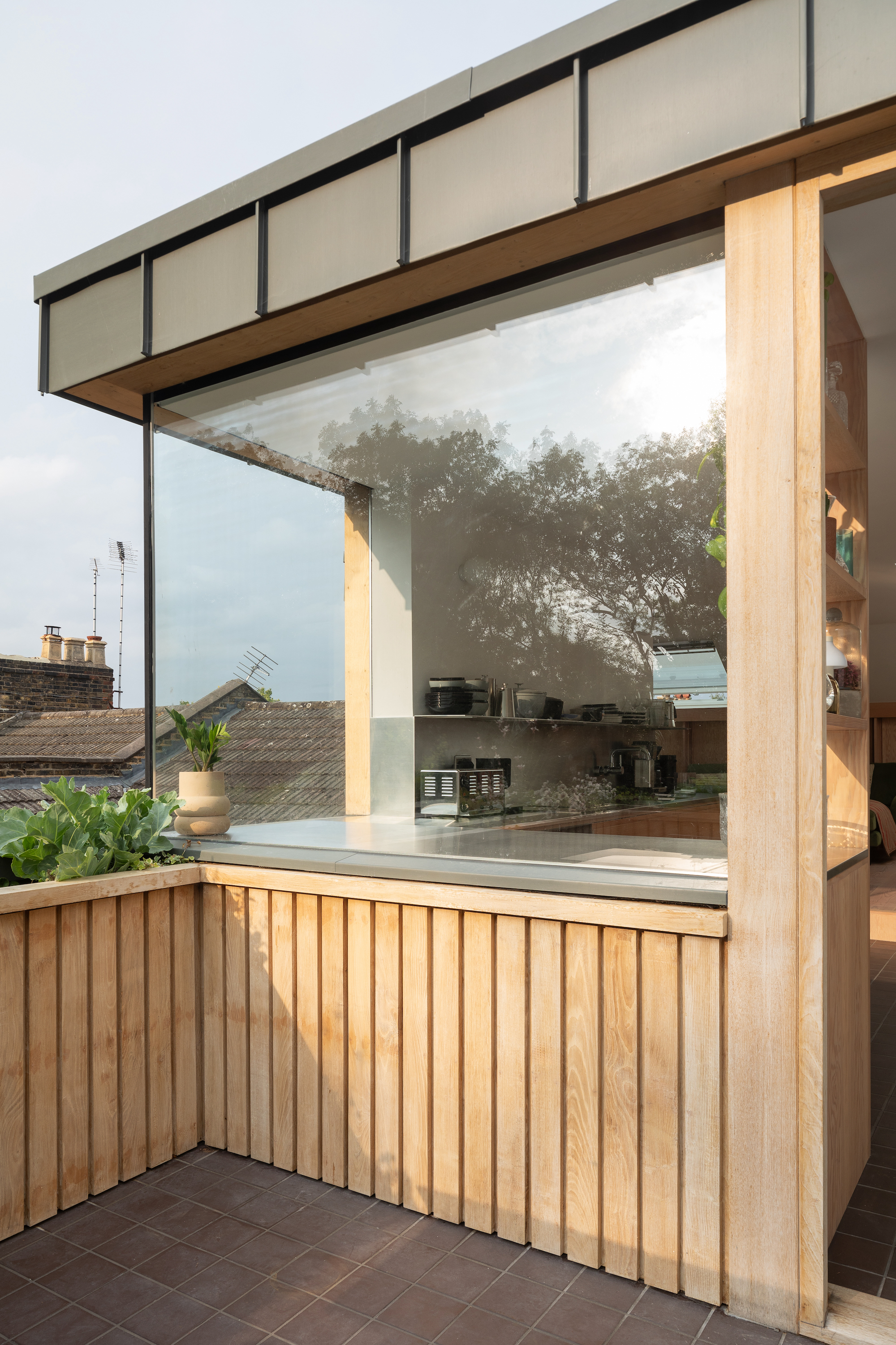 External view of rooftop kitchen extension