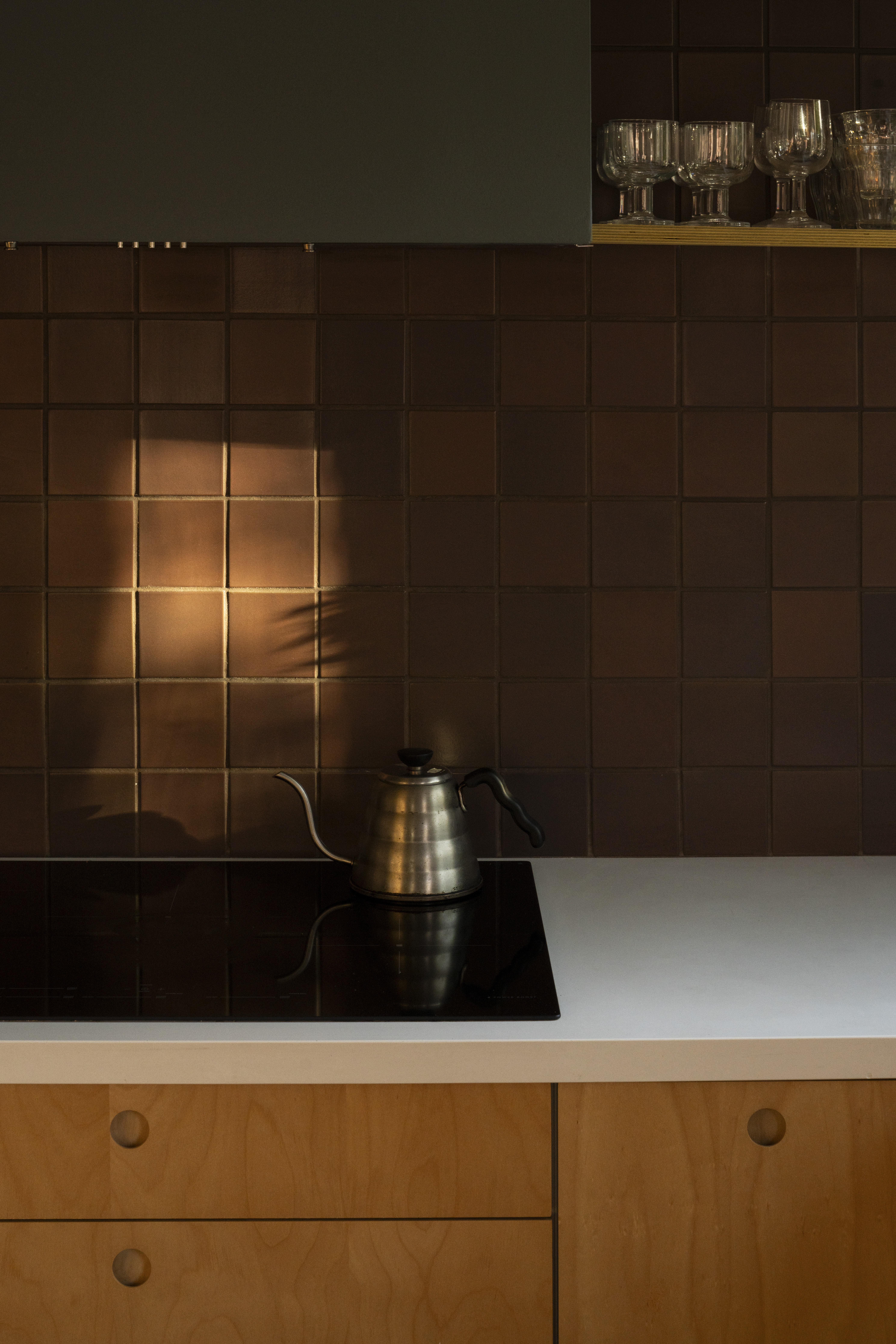 Plykea birch plywood fronts with semi-recessed circle handles