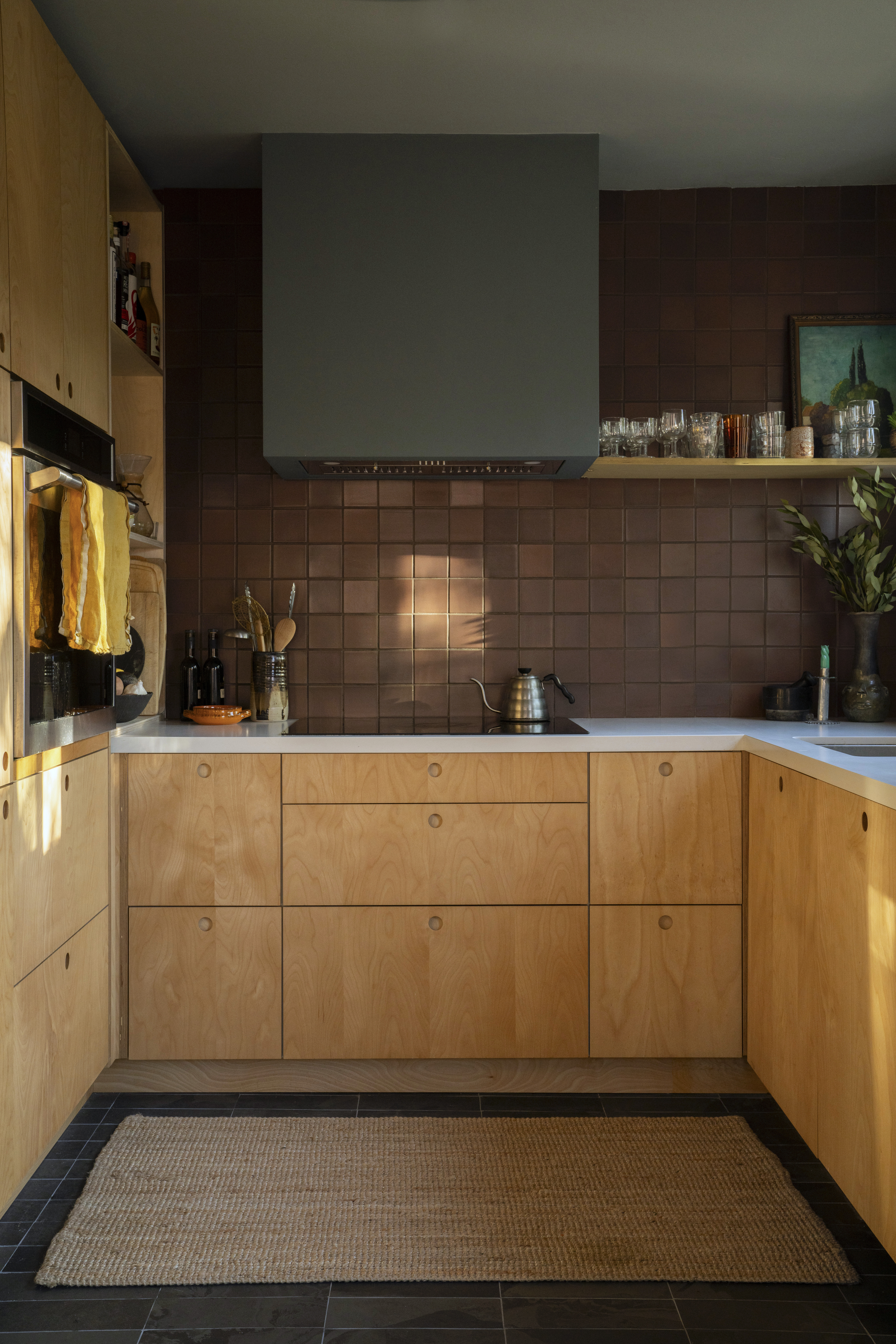 Plykea birch plywood fronts with semi-recessed circle handles