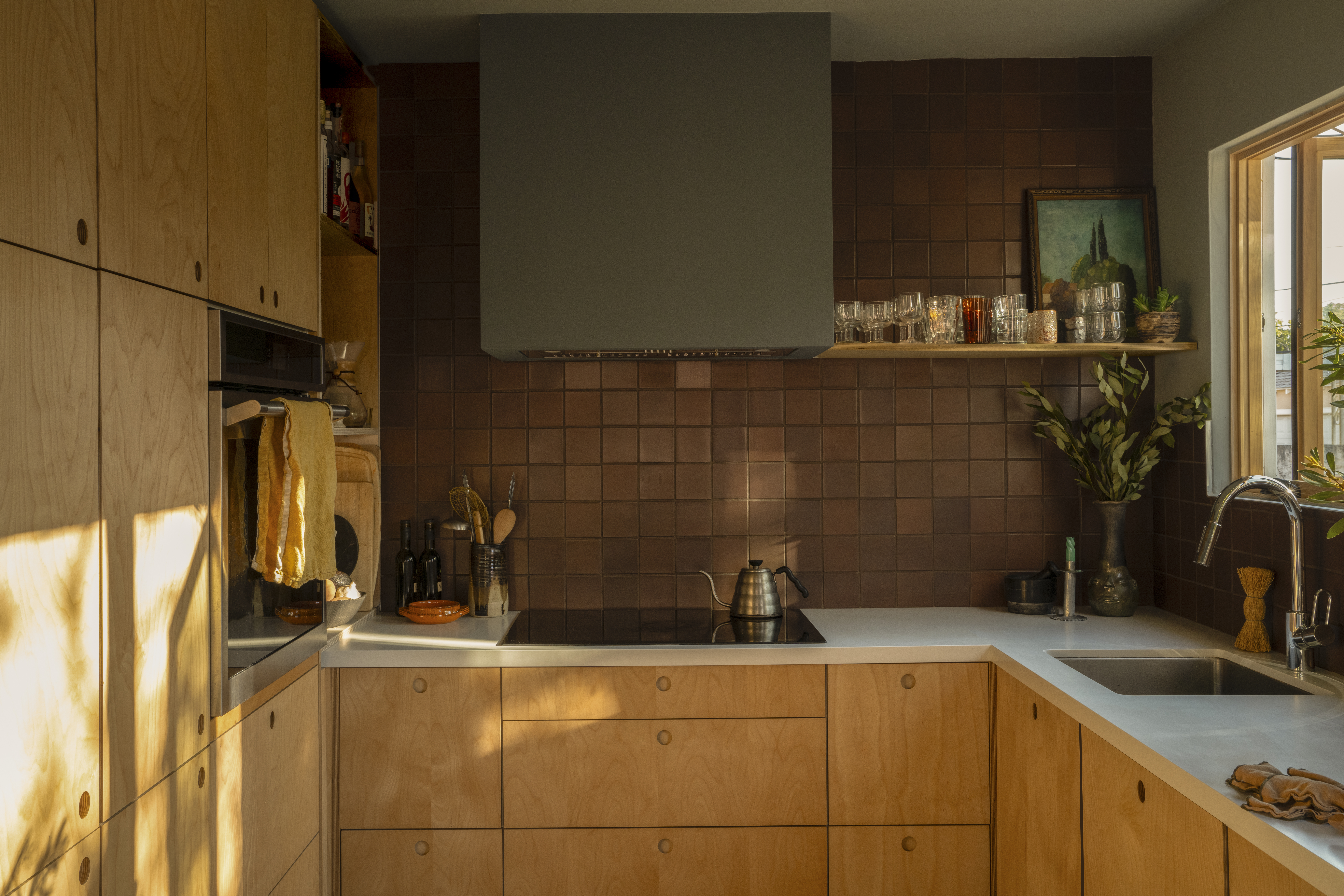 Plykea birch plywood fronts with semi-recessed circle handles