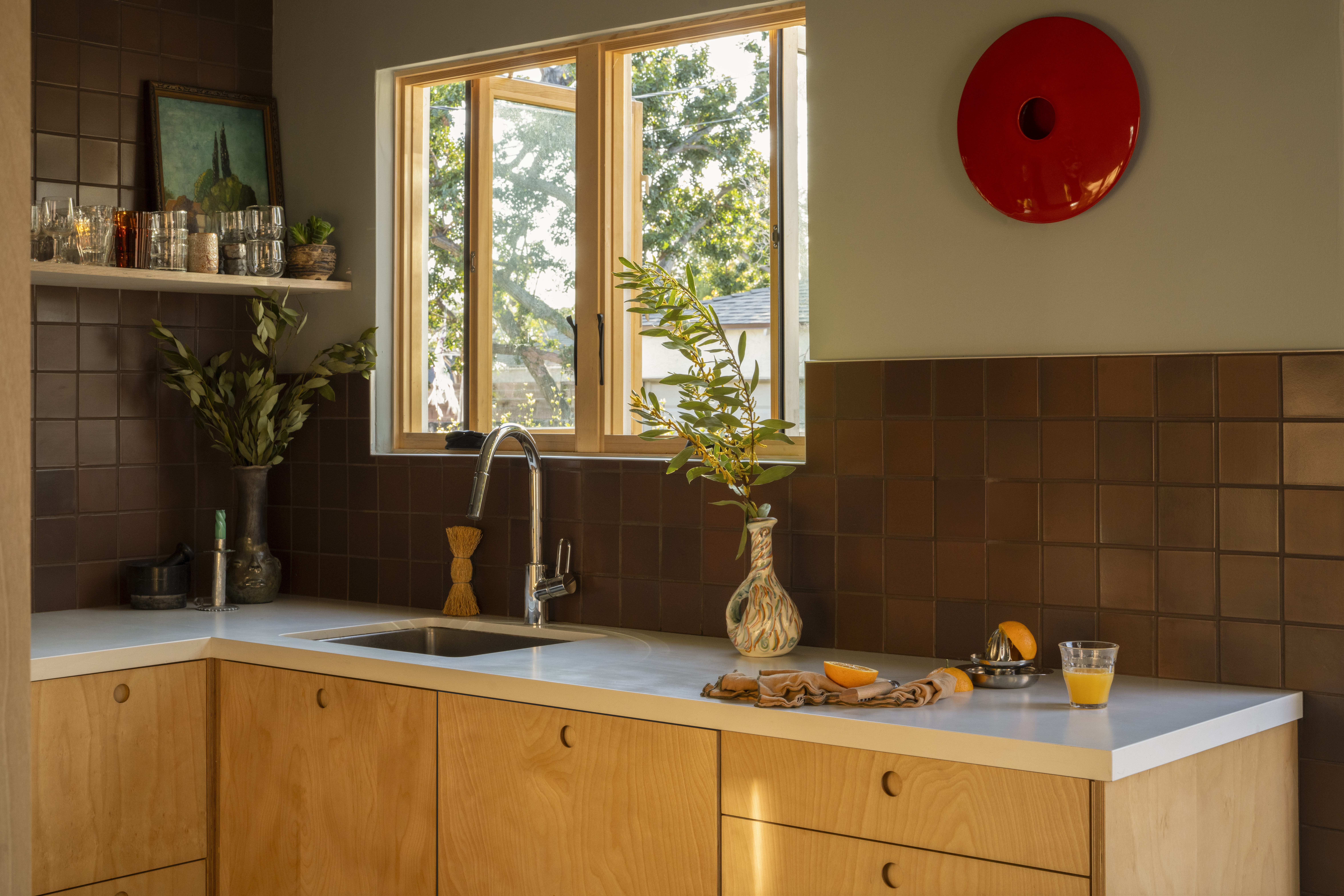 Plykea birch plywood fronts with semi-recessed circle handles