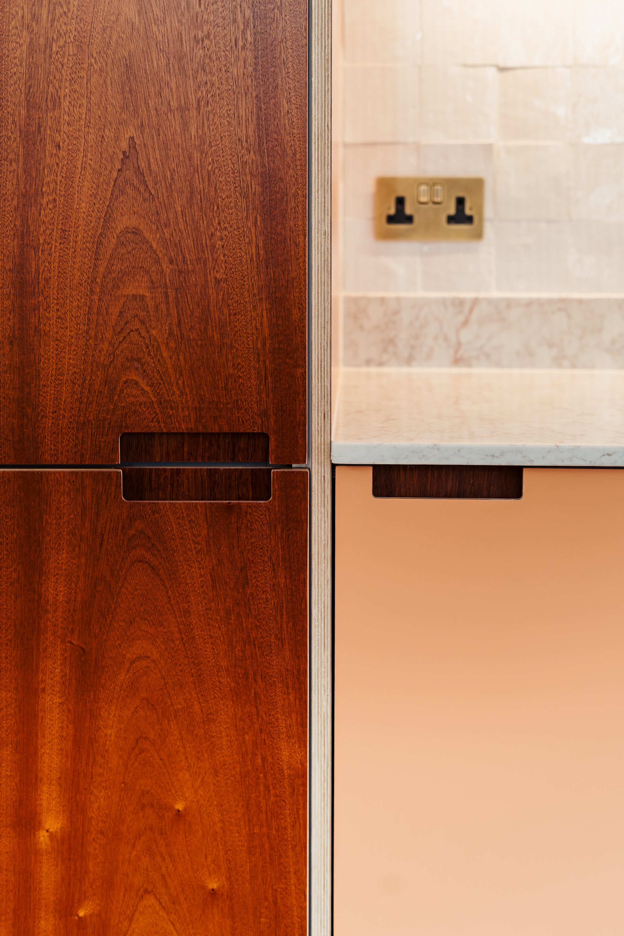 Plykea Formica Earthenware and sapele veneered birch plywood