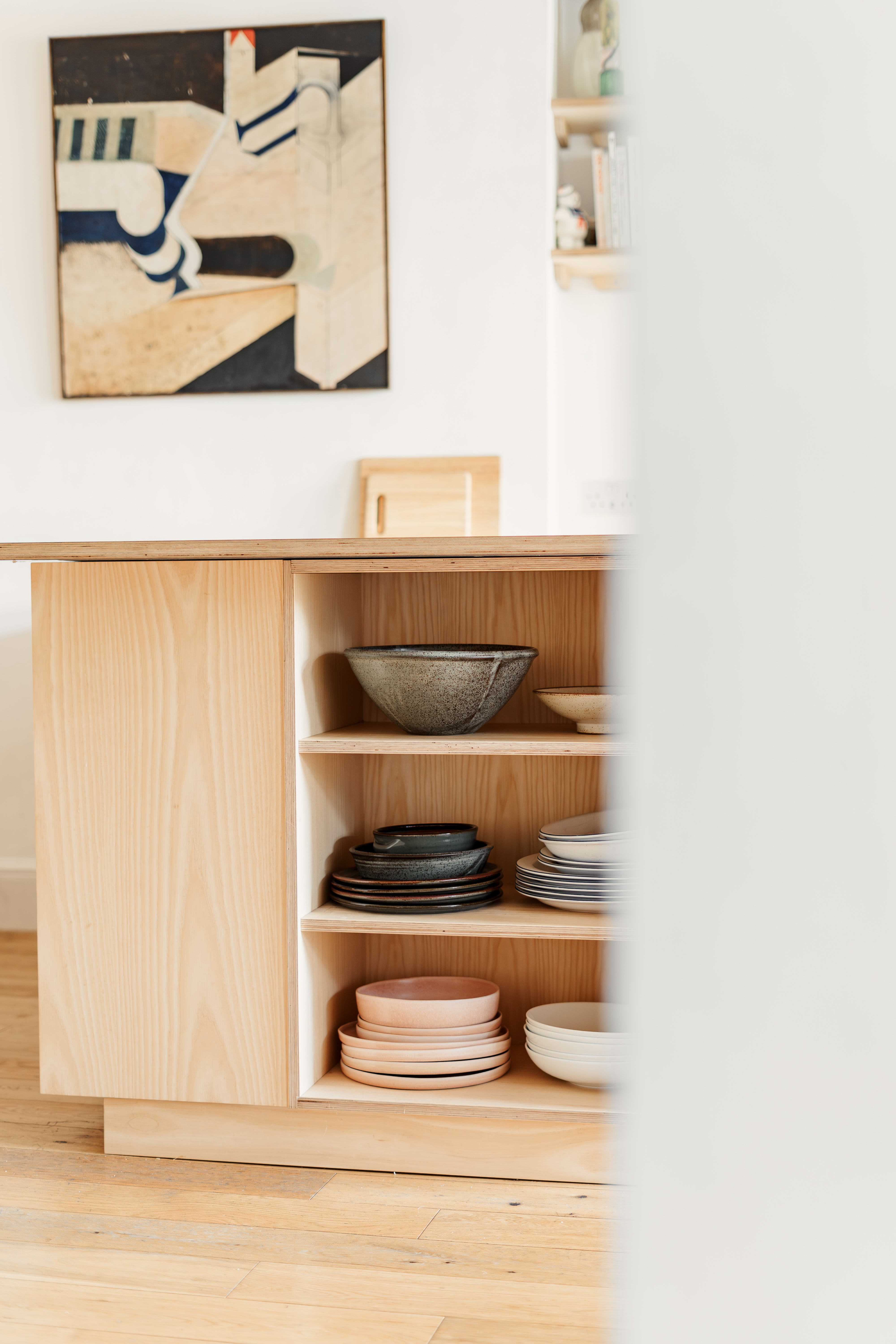 Plykea ash veneered birch plywood fronts with an island Urtil unit