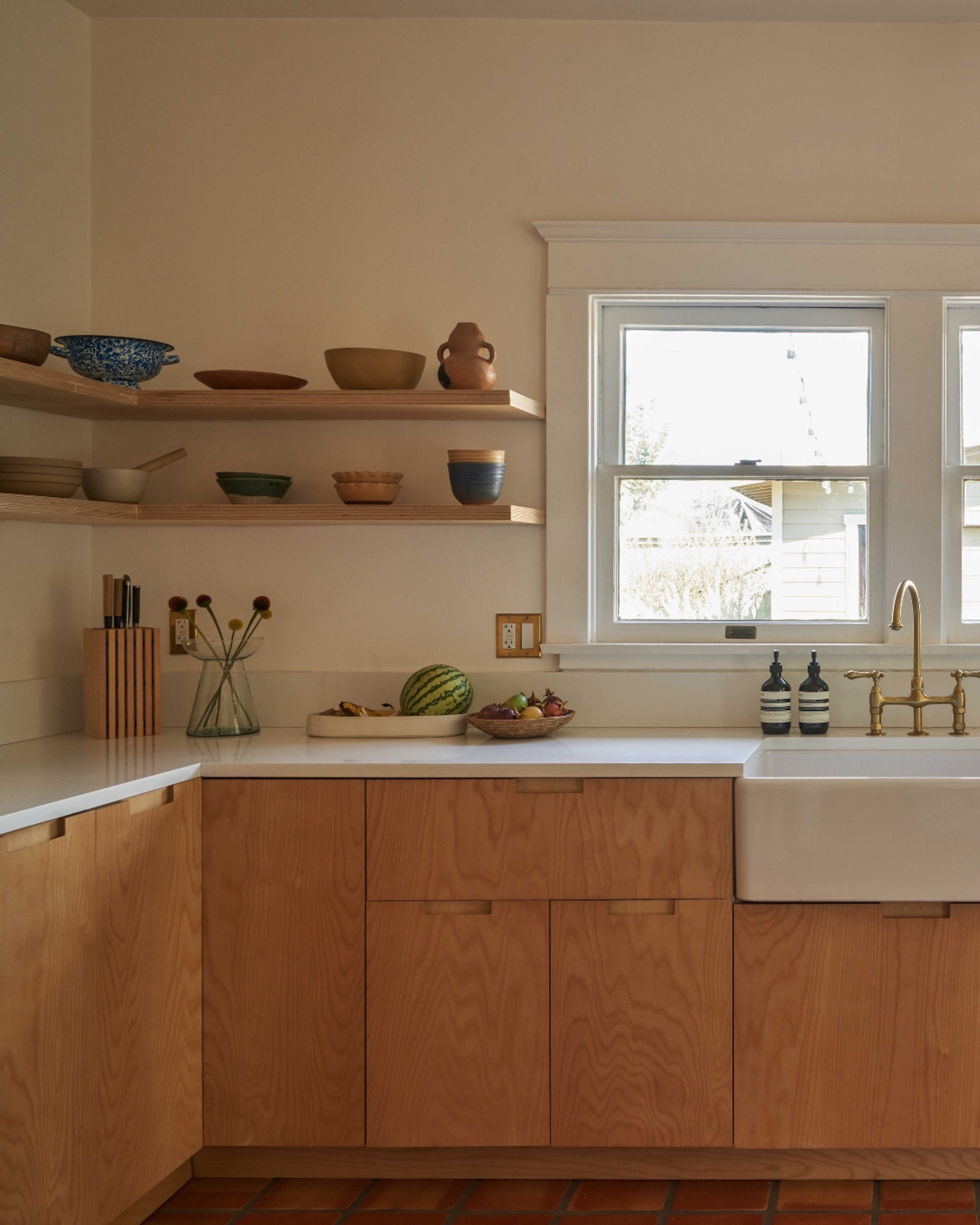 Plykea birch plywood kitchen cabinets in a 1911 Craftsman bungalow in Los Angeles