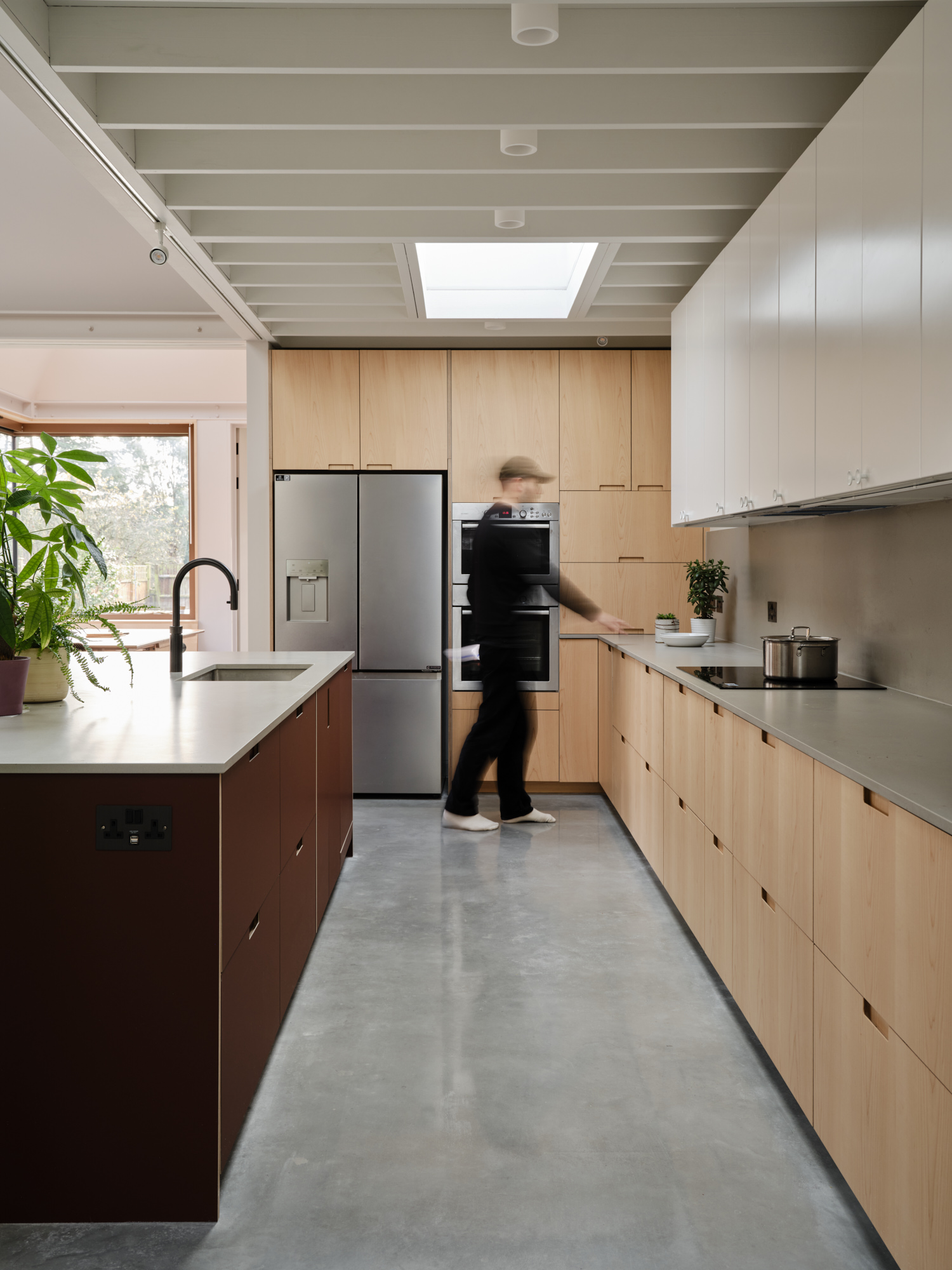 Plykea Fenix Rosso Jaipur + maple plywood fronts for IKEA