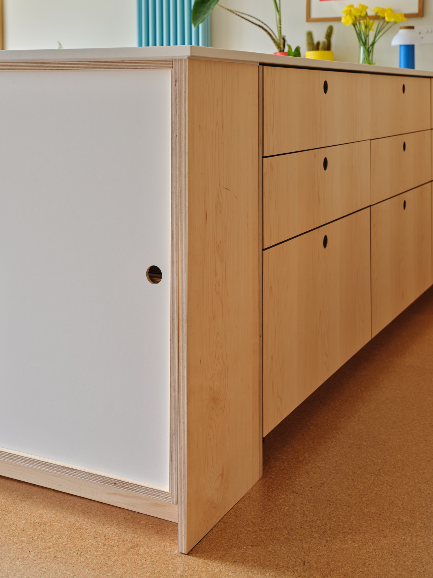 Plykea maple-veneered birch plywood + circular handles