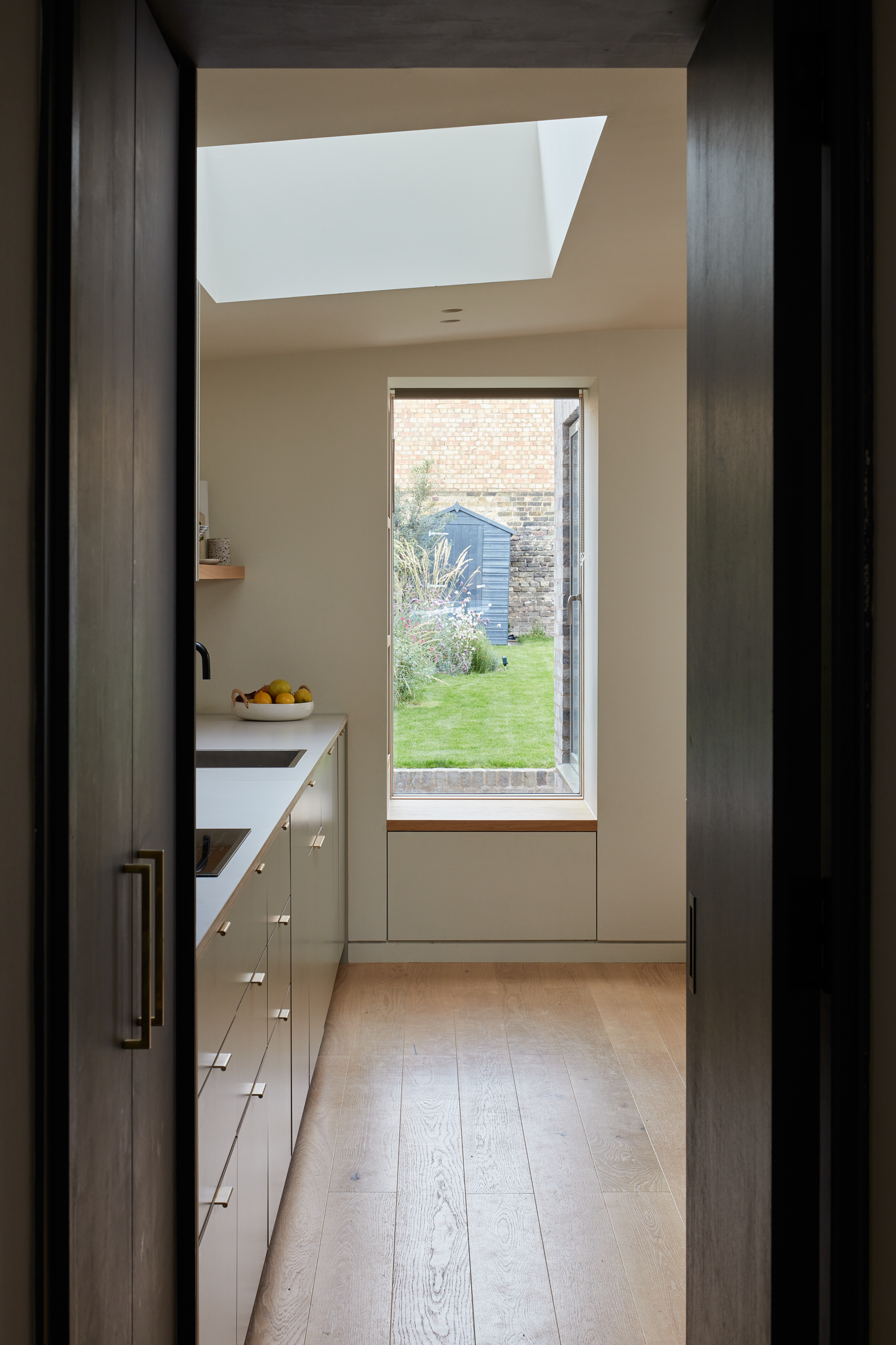 Plykea Formica Seed with brass edge pull handles