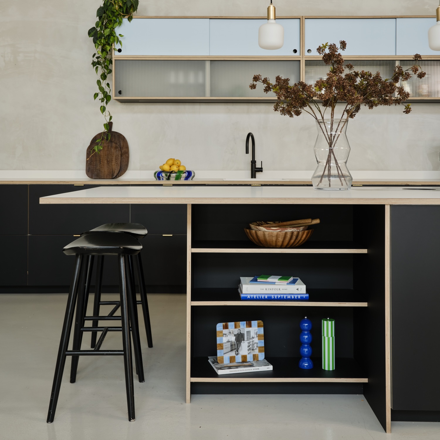 Plykea plywood kitchen island shelving unit