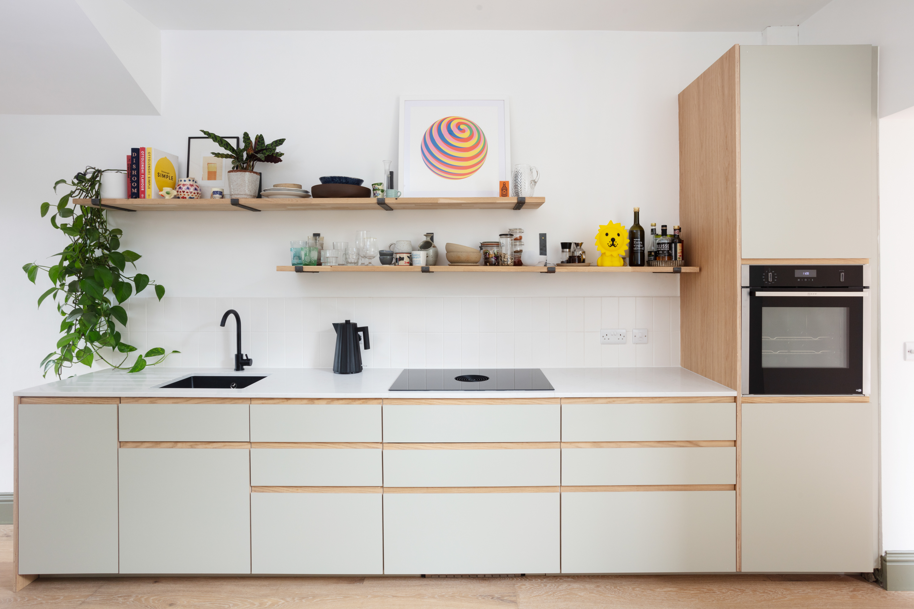 Plykea Formica Seed kitchen fronts with a J-Profile handle