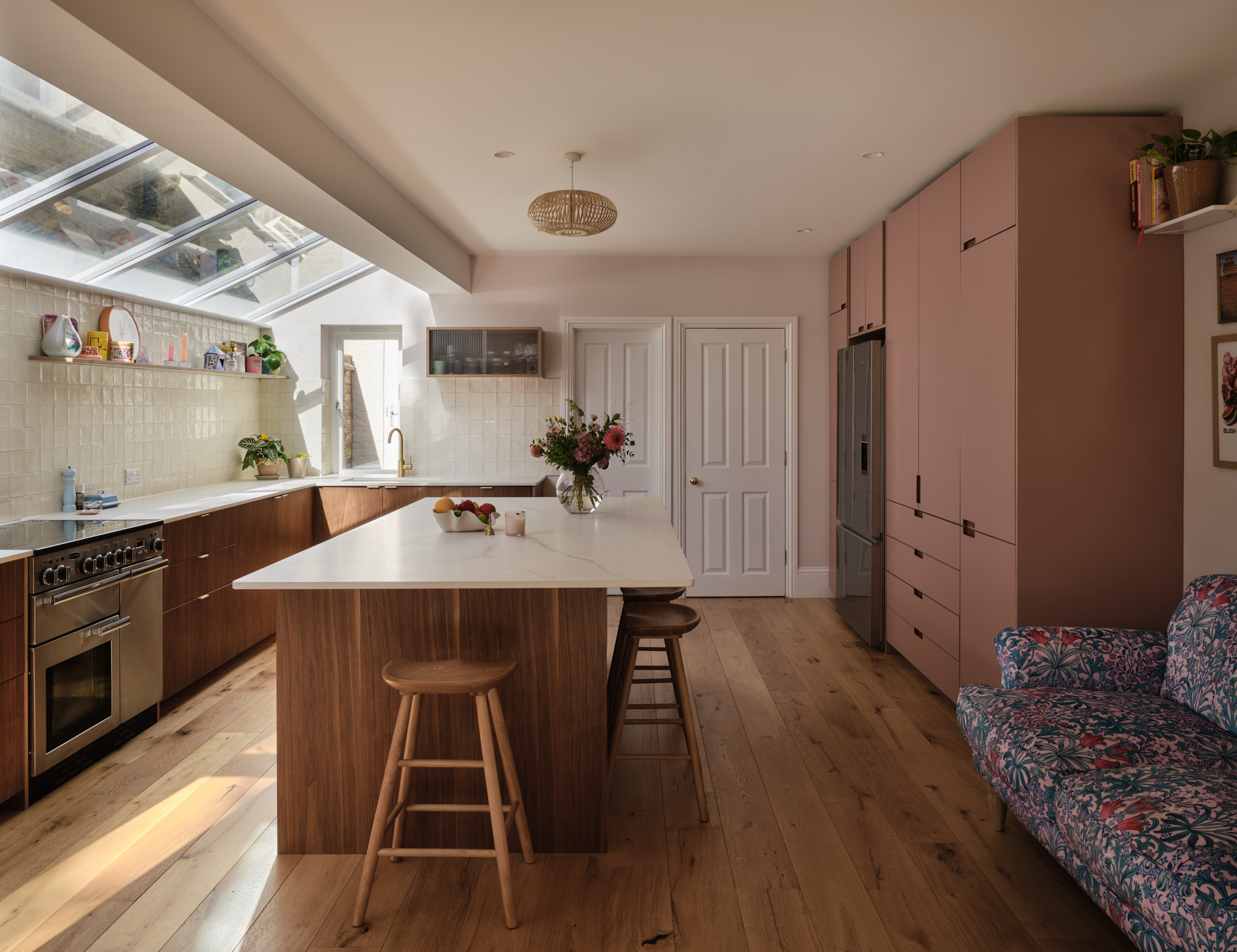 Plykea Formica Blush and walnut veneered birch plywood fronts