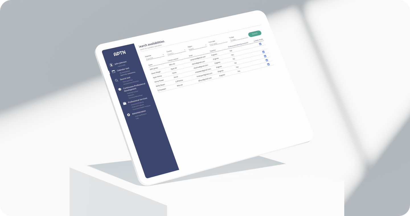 A management software displayed on a tablet