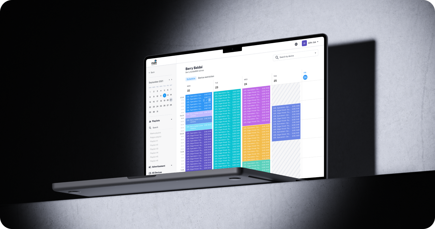 A laptop showing various audio tracks from an artist